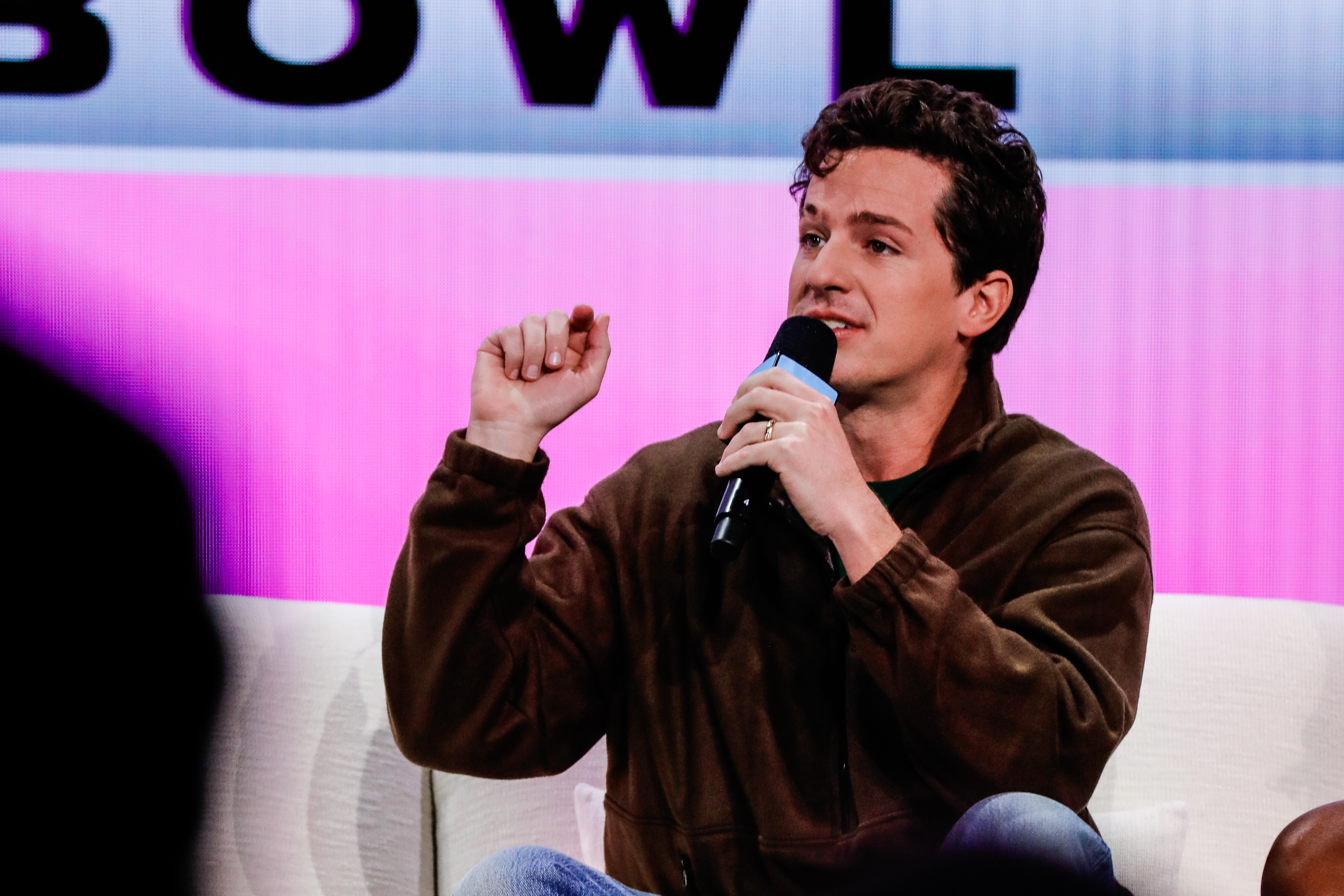 Pregame performer Charlie Puth (The National Anthem) speaks during the Super Bowl LX Pregame as we break down our how long is the National anthem?