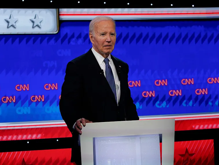 President Joe Biden during the debate as we look at Joe Biden's presidential election odds.