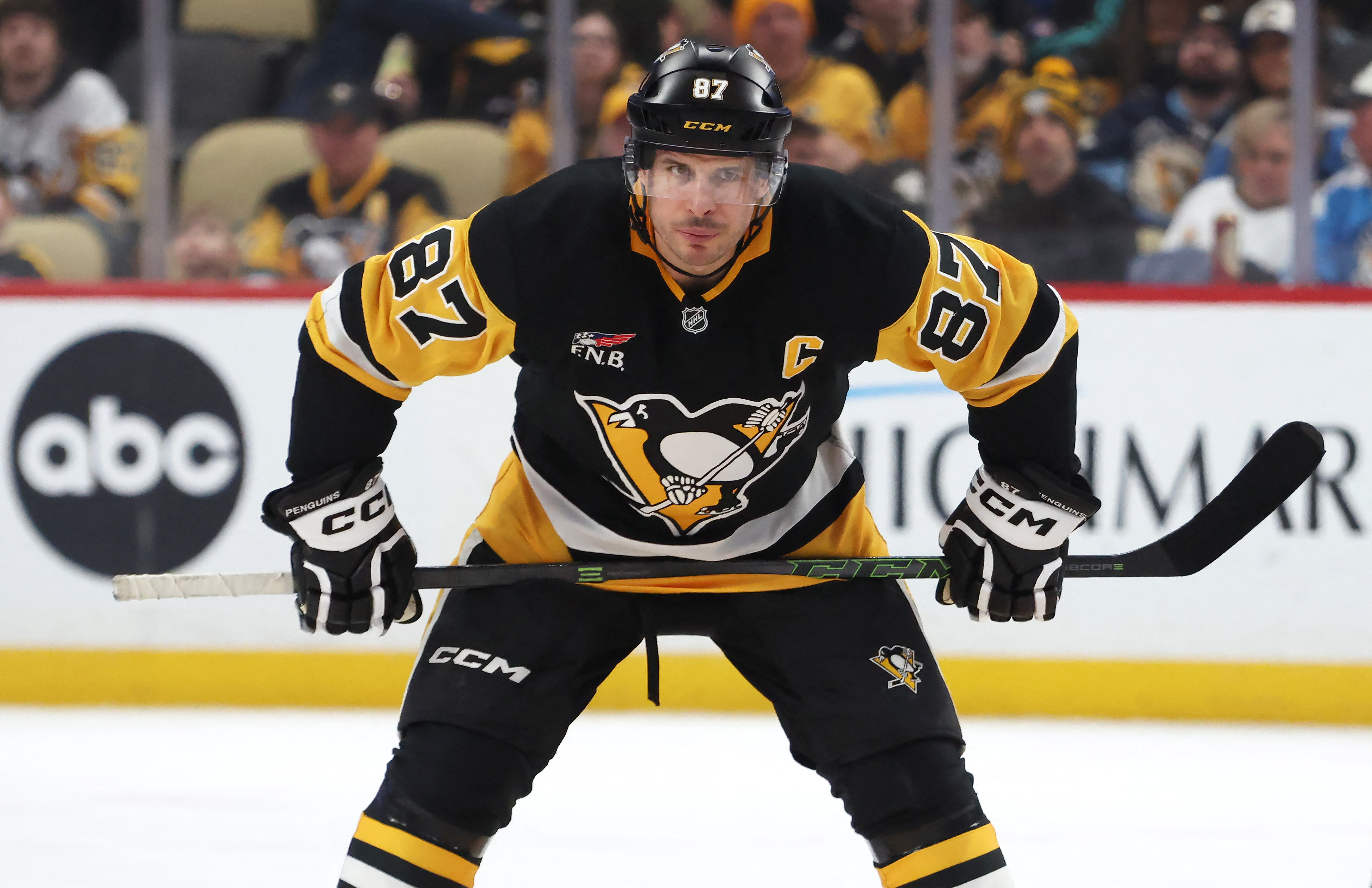 Team Canada captain Sidney Crosby prepares to take a face-off for his NHL club as we provide the 2026 Olympic hockey odds at prediction markets.