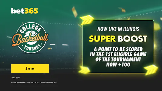 A custom graphic of bet365's welcome offer to new users in Illinois.