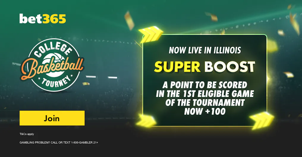 A custom graphic of bet365's welcome offer to new users in Illinois.