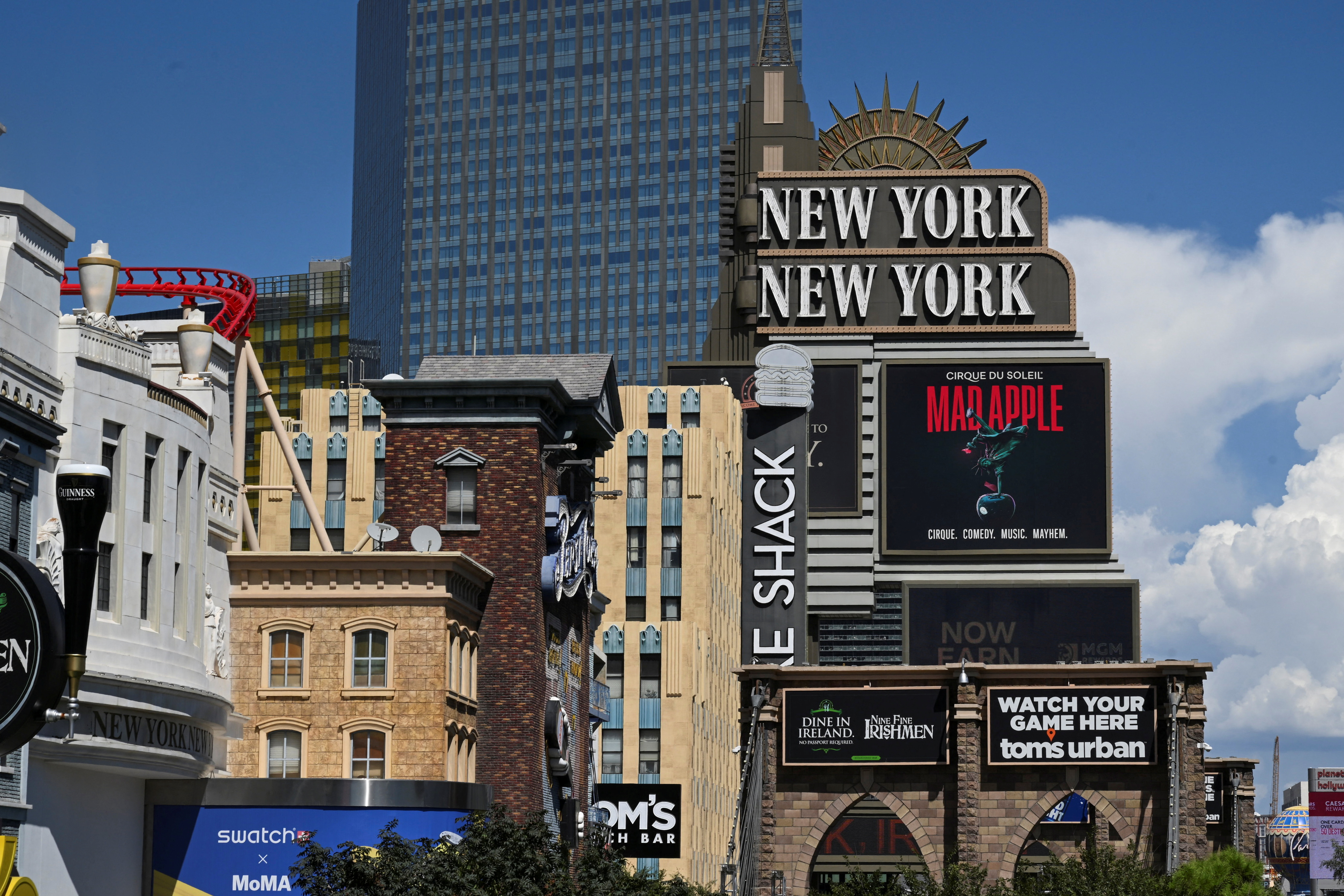 An exterior view of New York New York hotel and casino as we look at New York January casino revenues.