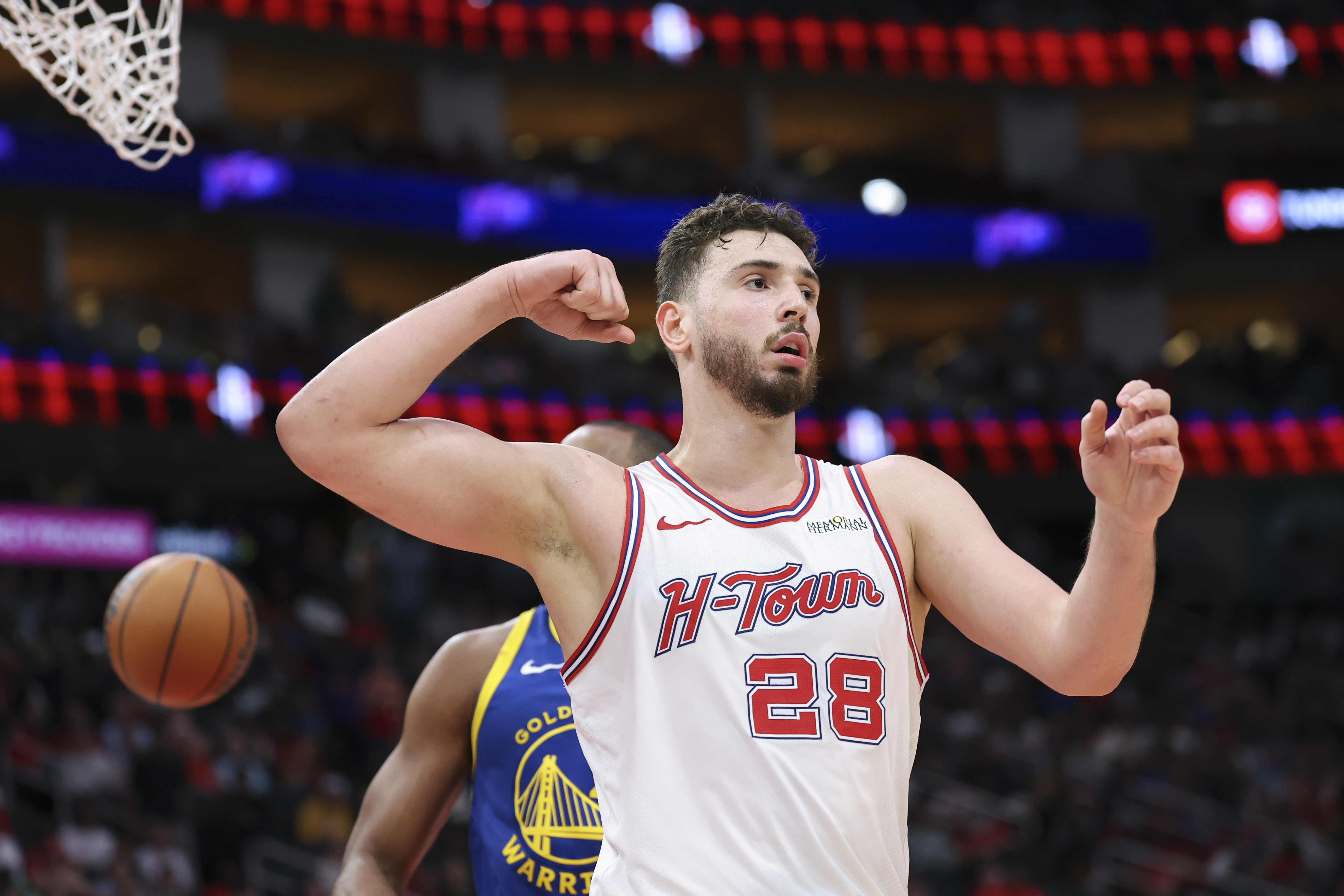 Houston Rockets center Alperen Sengun (28) reacts as we break down our NBA Play of the Day.