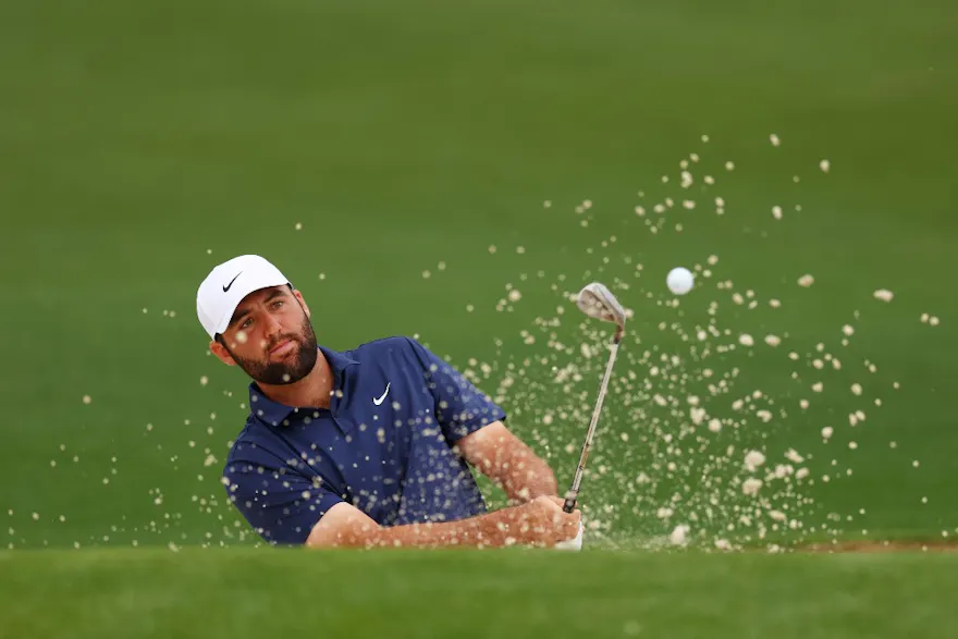 Scottie Scheffler of the United States hits his shot from the second tee as we look at the Masters odds for Scottie Scheffler.