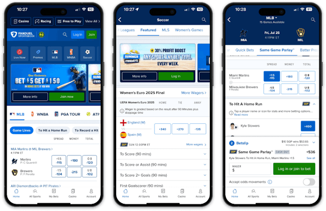 Screenshot of Fanatics Sportsbook mobile app for iOS devices. 