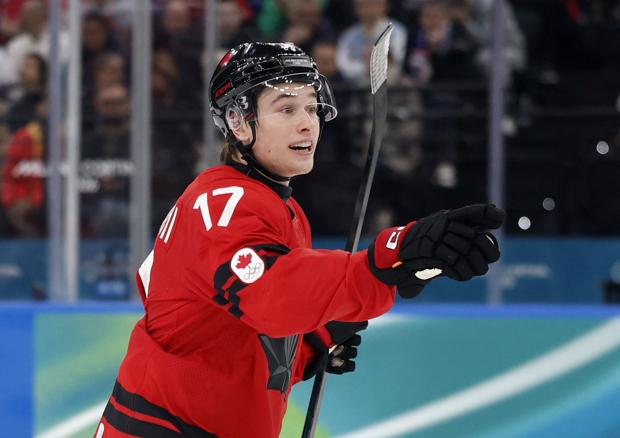 Macklin Celebrini in action as we provide the Olympic hockey odds and predictions. 