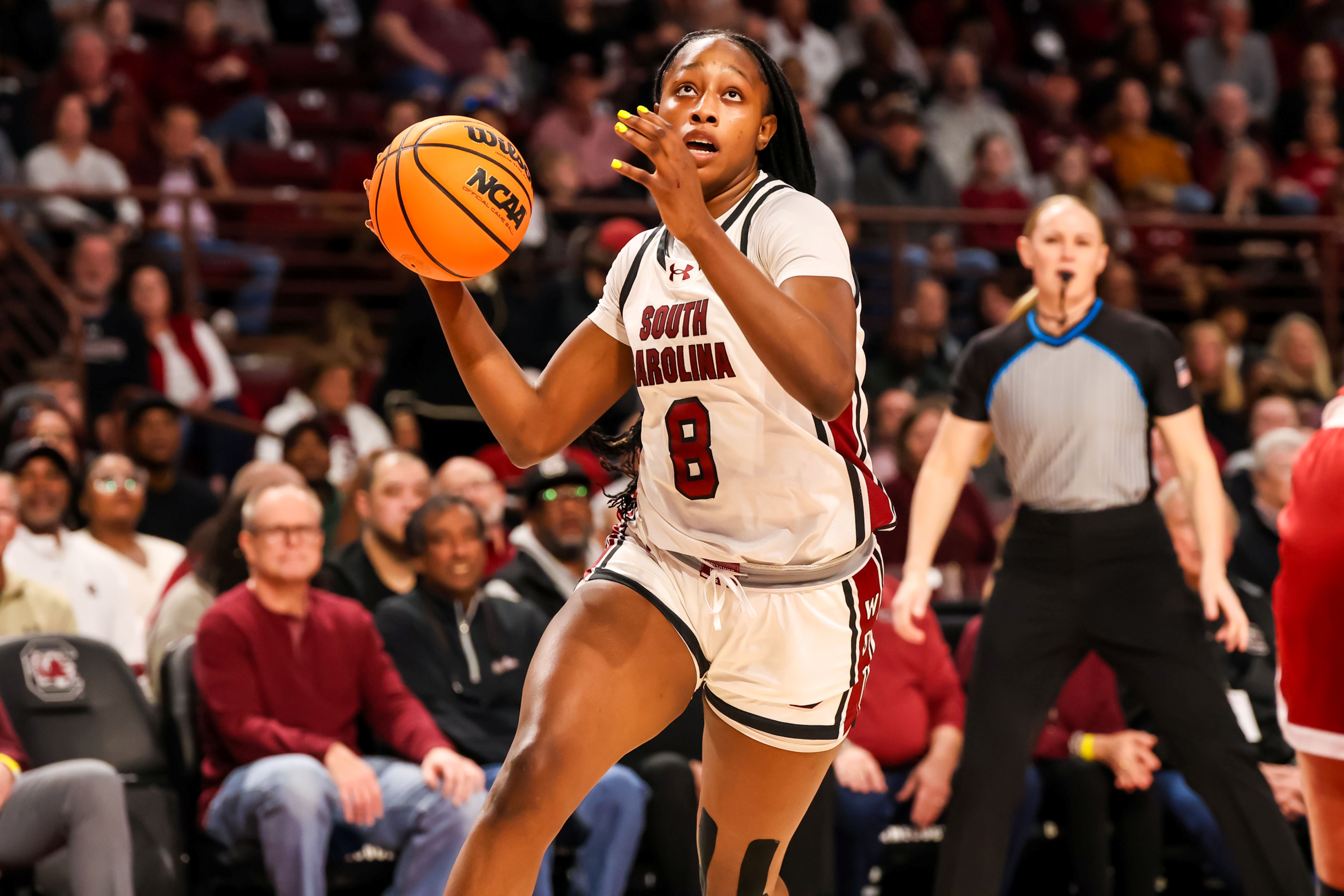 South Carolina Gamecocks forward Joyce Edwards drives, and she's key as we look at our TCU vs. South Carolina prediction.