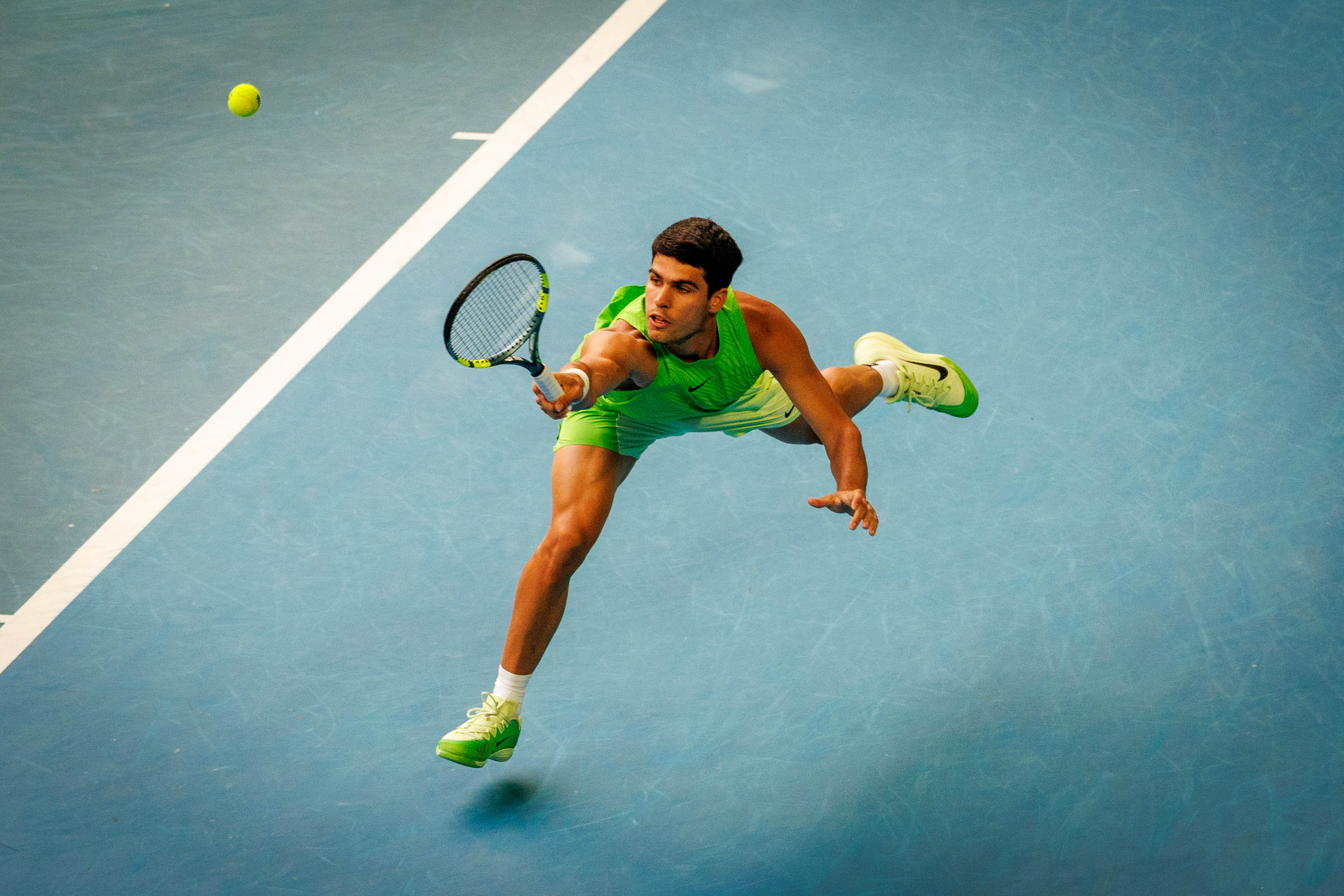Spain’s Carlos Alcaraz during a match at the Australian Open as we look at our Carlos Alcaraz vs. Novak Djokovic prediction