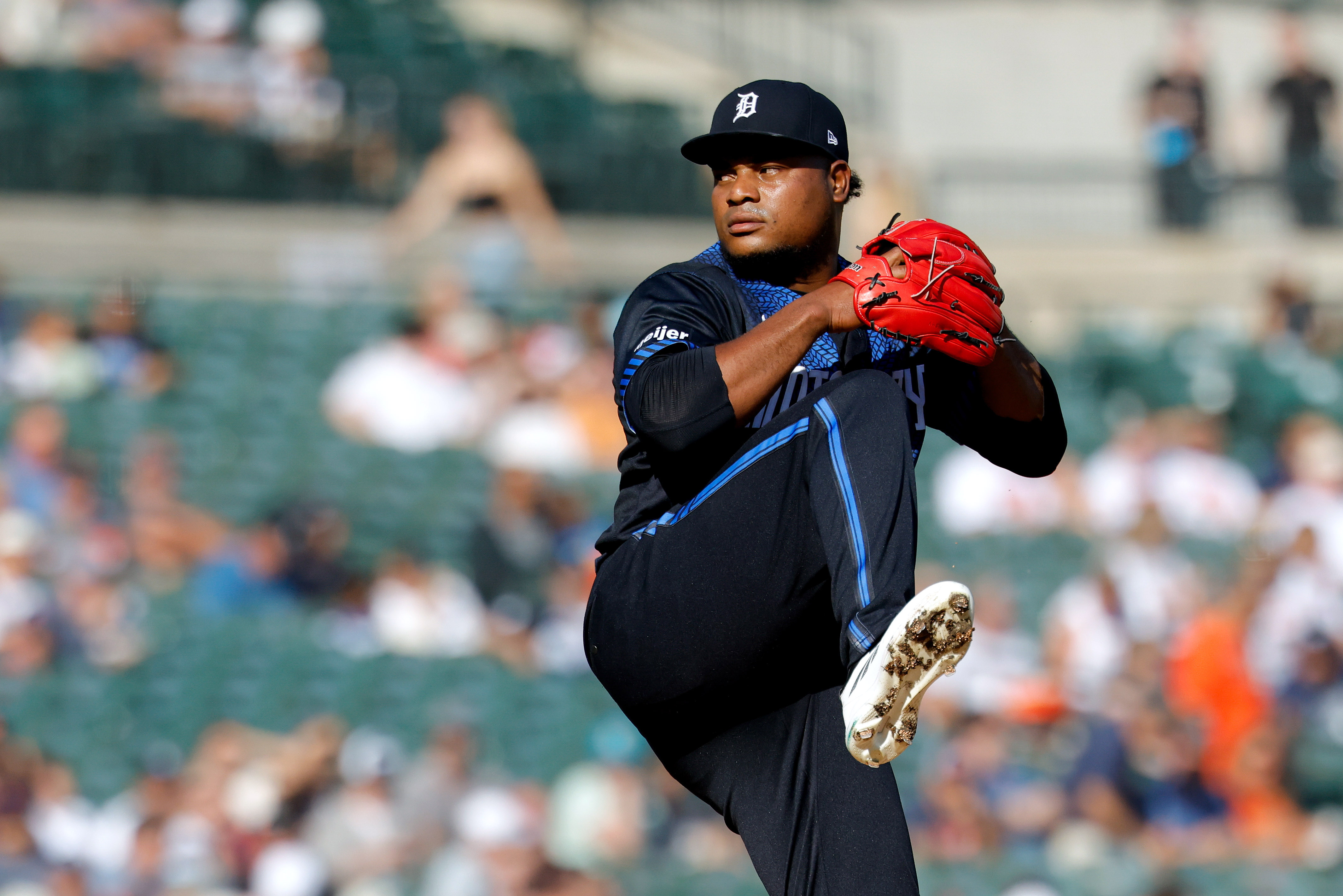 Detroit Tigers pitcher Framber Valdez - who's featured in my best NRFI bets today - pitches in the first inning.