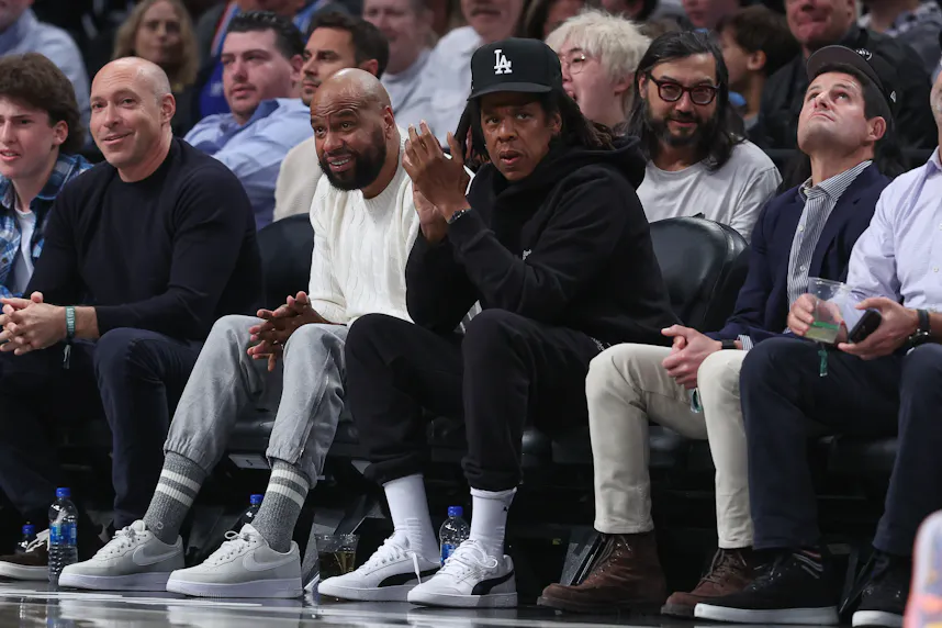 American recording artist Jay-Z watches the game as we look at his bid to Hell's Kitchen to support a retail casino.