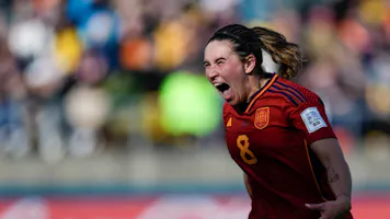 Mariona Caldentey (8) of Spain celebrates after scoring a goal as we look at the best Women's World Cup odds