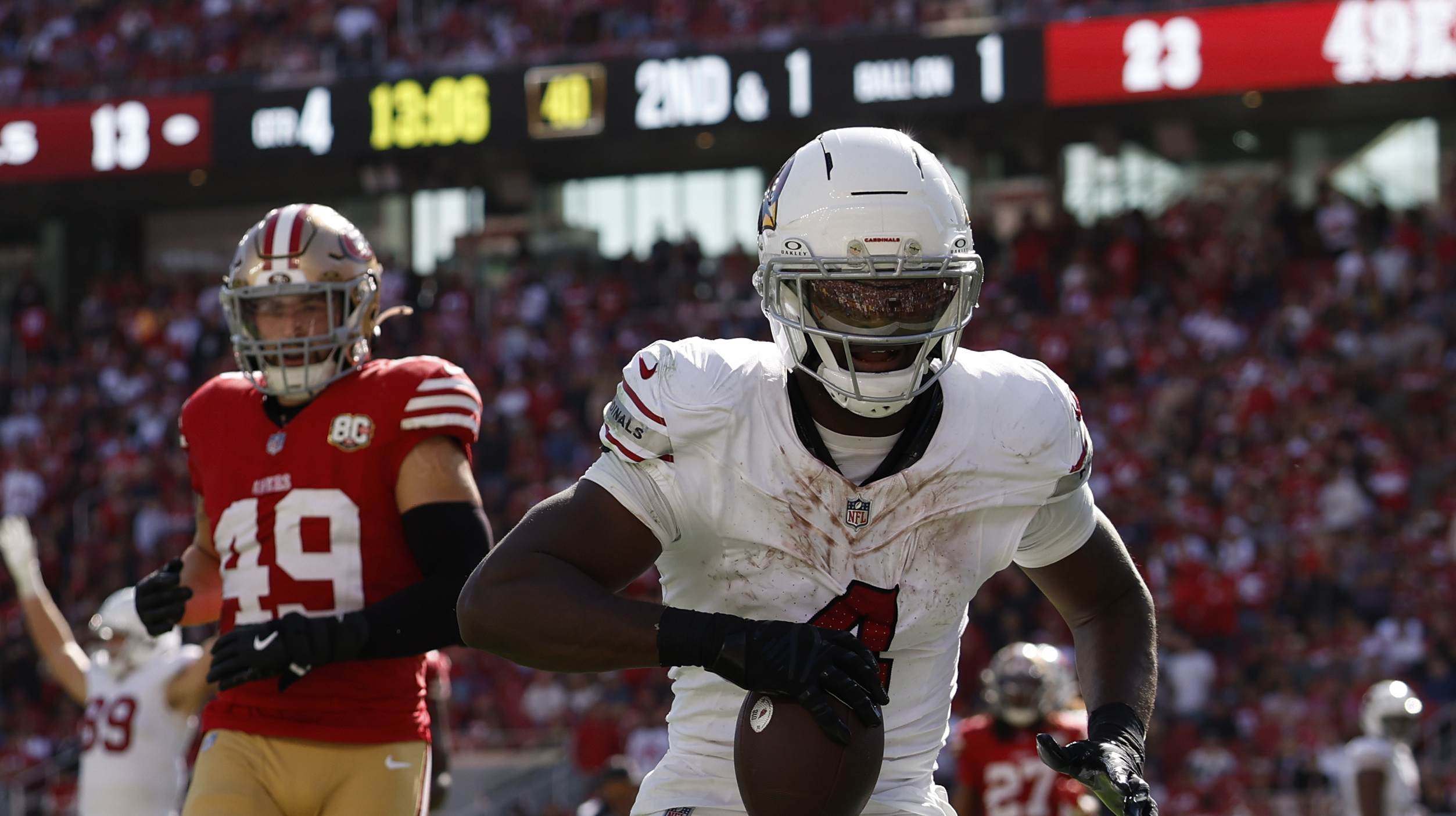 Arizona Cardinals rookie running back Jerimiyah Love finds the end zone as we look at the Week 4 NFL Offensive Rookie of the Year odds
