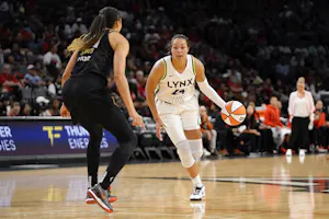 Minnesota Lynx forward Napheesa Collier (24) dribbles the ball as we offer our best Sparks vs. Lynx prediction and expert picks for Friday's WNBA matchup at Target Center in Minneapolis.