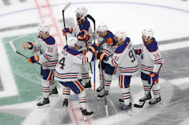 Connor McDavid of the Edmonton Oilers celebrates as we look at the best 2024 Stanley Cup odds.