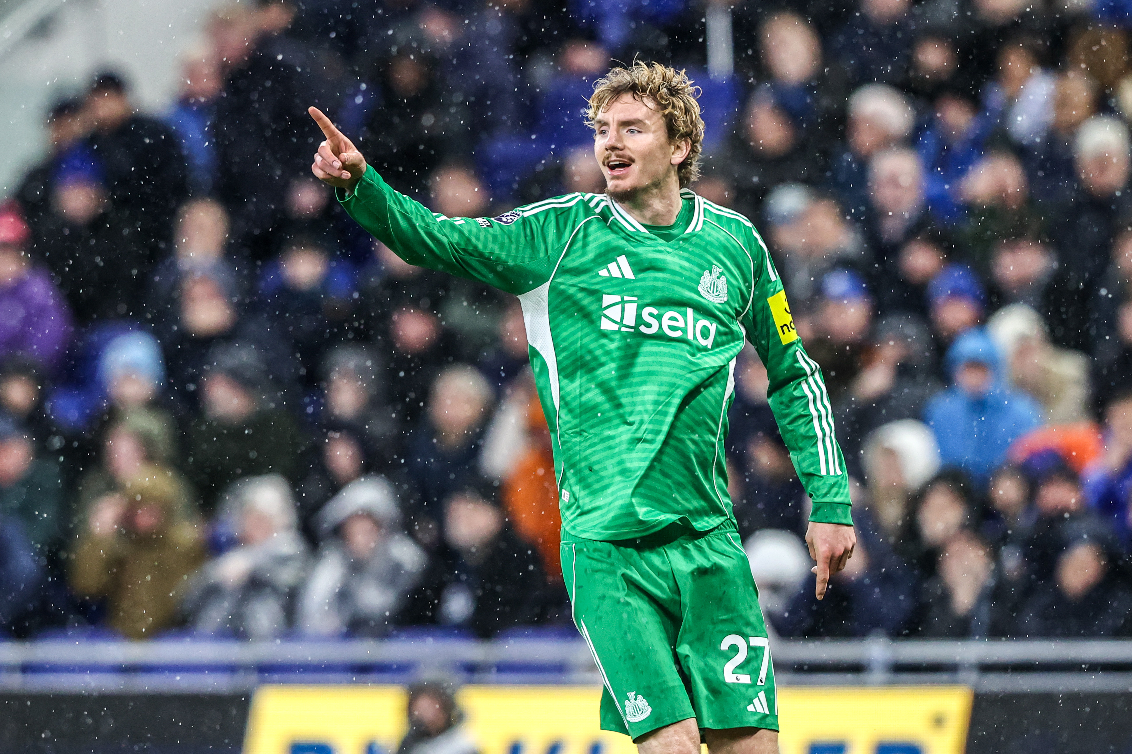 Nick Woltemade of Newcastle United celebrates a goal as we make our best Newcastle vs. Tottenham prediction.