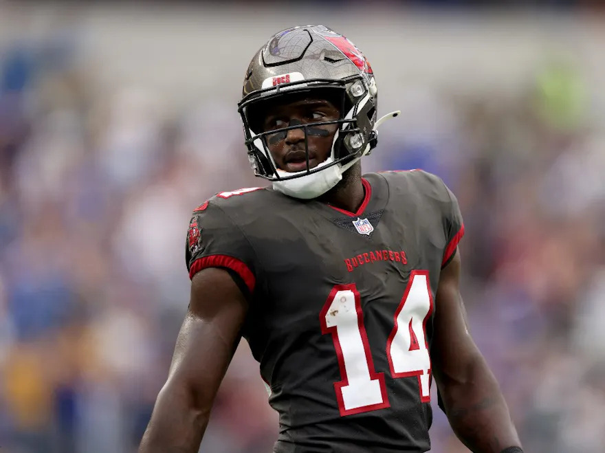 Chris Godwin of the Tampa Bay Buccaneers sets up for a play during a 34-24 loss to the Los Angeles Rams.