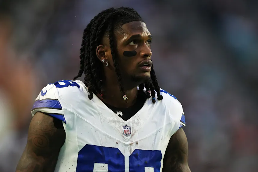 Dallas Cowboys wide receiver CeeDee Lamb (88) looks at the scoreboard as we offer our best bets for the Cowboys receiver ahead of the 2024 NFL season.