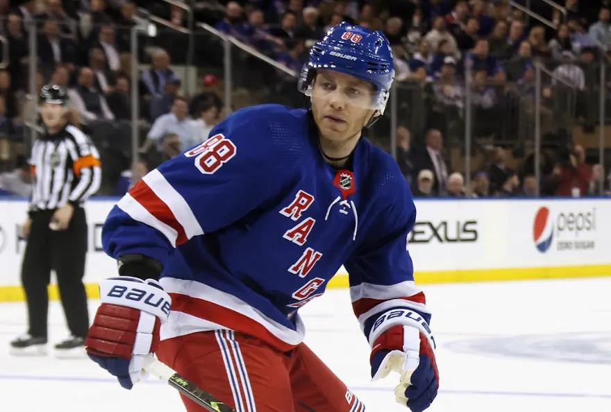 Patrick Kane of the New York Rangers skates against the Ottawa Senators at Madison Square Garden.