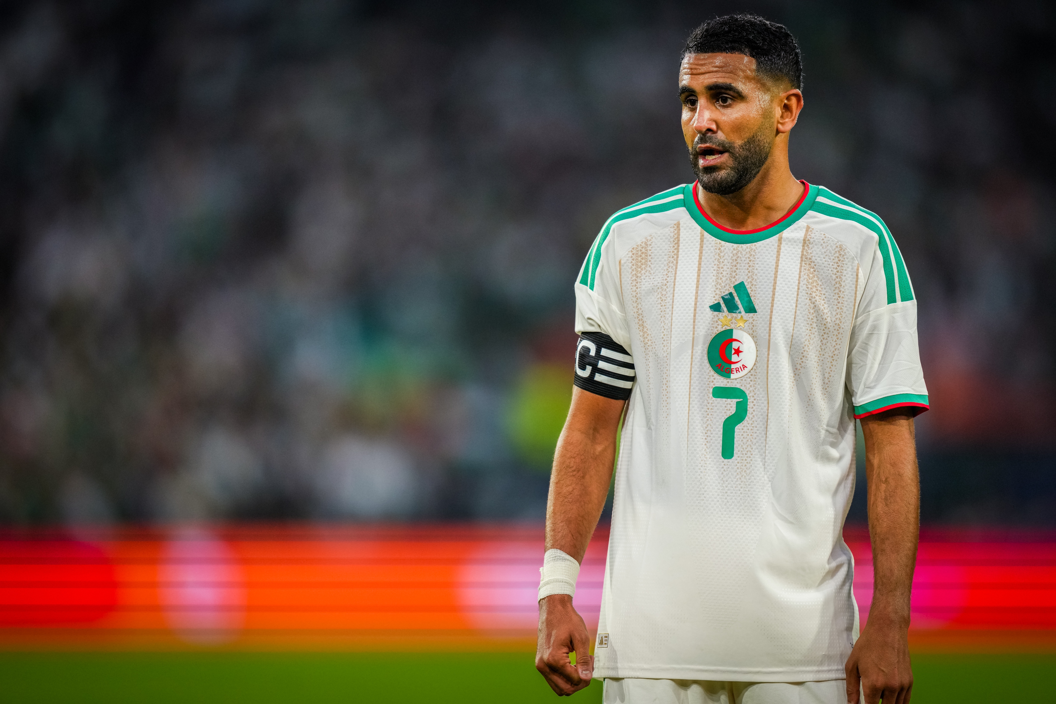 Algeria player Riyad Mahrez between play as we make our best Jordan vs. Algeria prediction based on Kalshi trading.