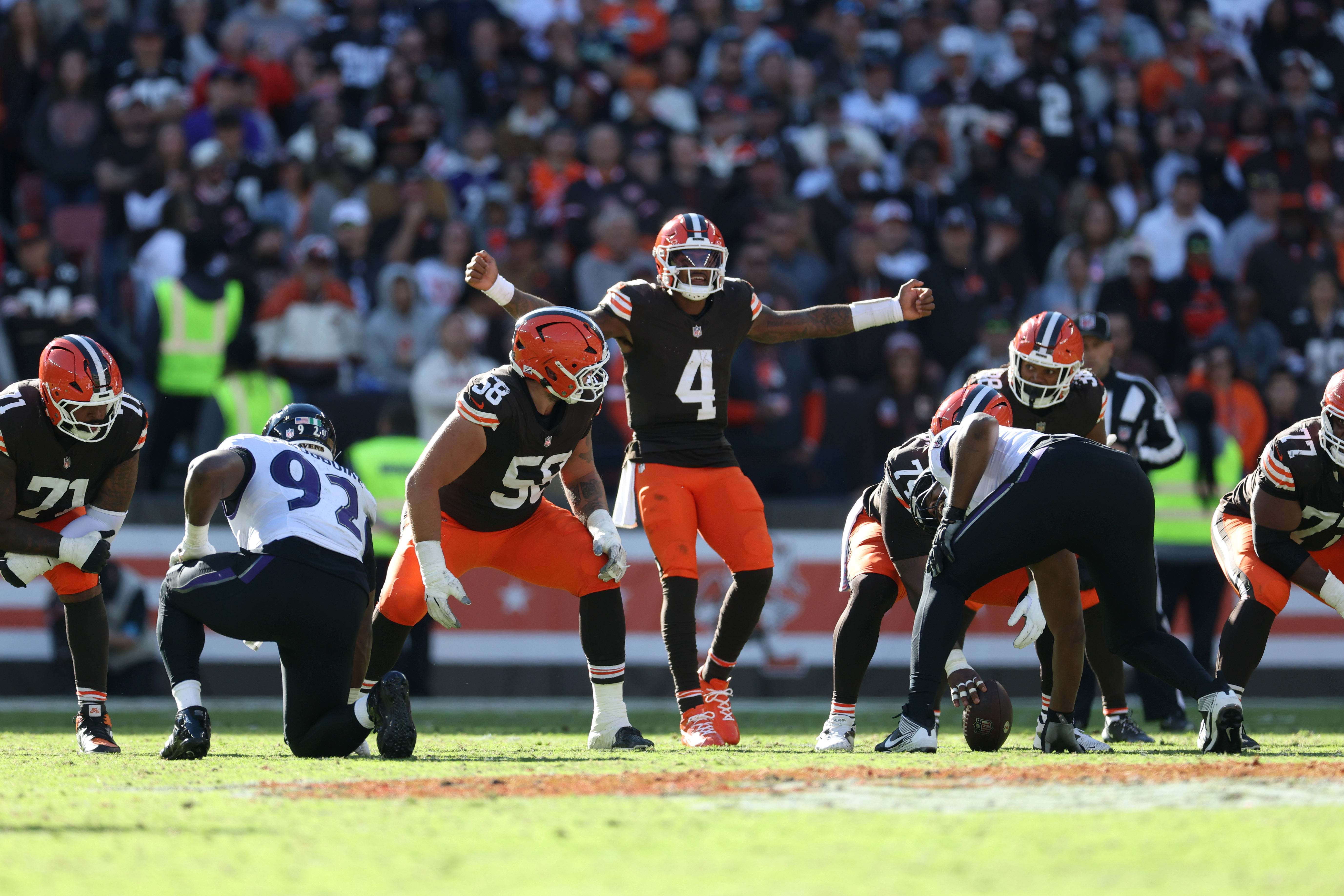 Pictured: Deshaun Watson in action as we break down our Browns vs. Titans Prediction. Photo by Scott Galvin-Imagn Images.