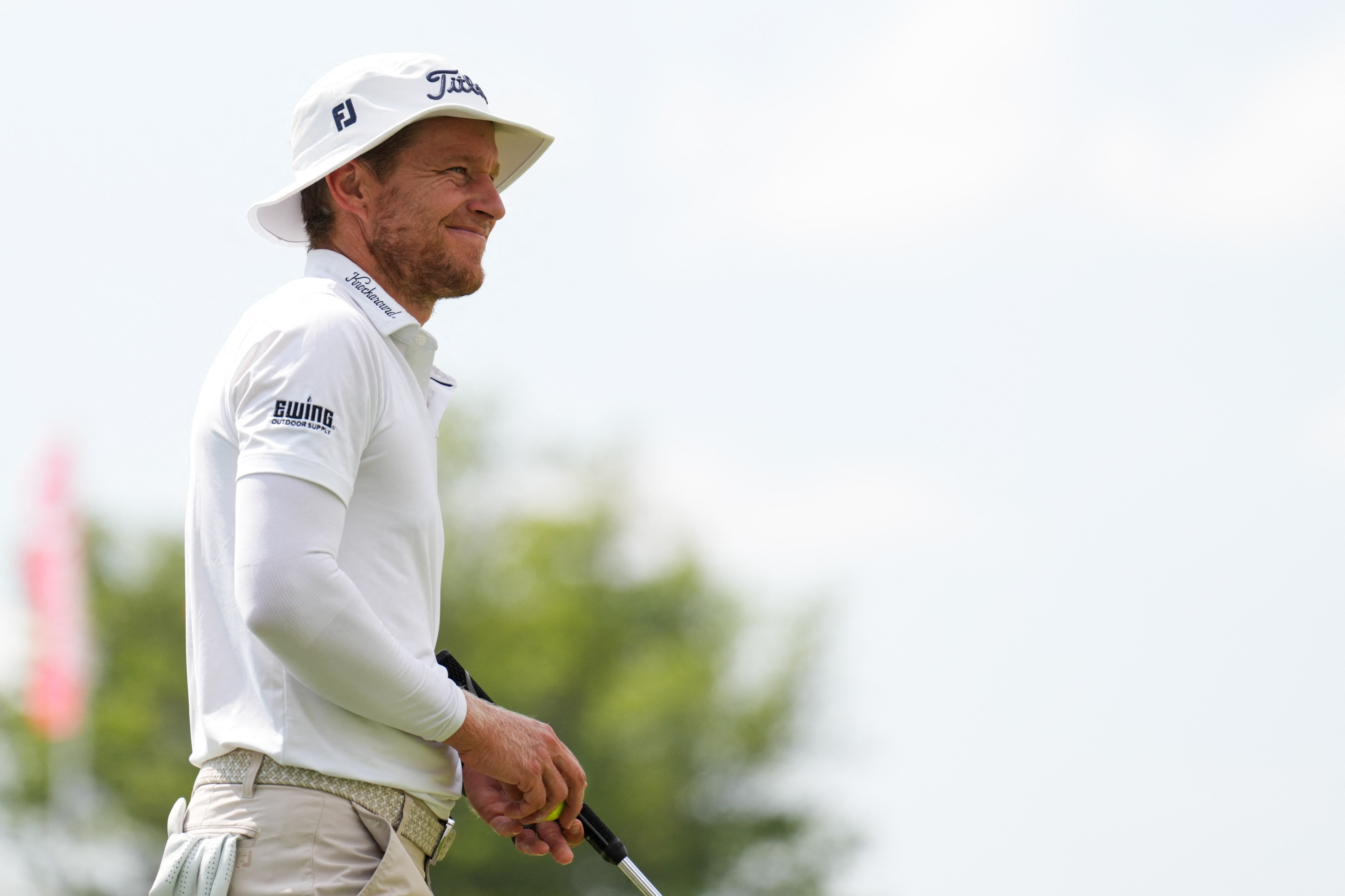 Peter Malnati walks on the 18th green as he is featured in our Rocket Classc Second-Round Leader prediction & odds.