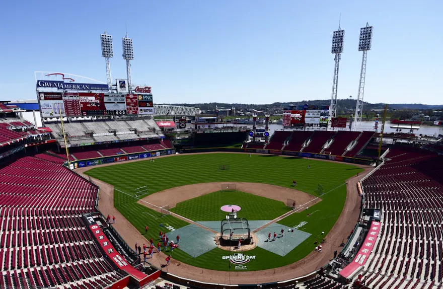 A general view of Great American Ball Park prior to a game between the Cincinnati Reds and St. Louis Cardinals in Cincinnati, Ohio. Photo by Emilee Chinn/Getty Images via AFP.