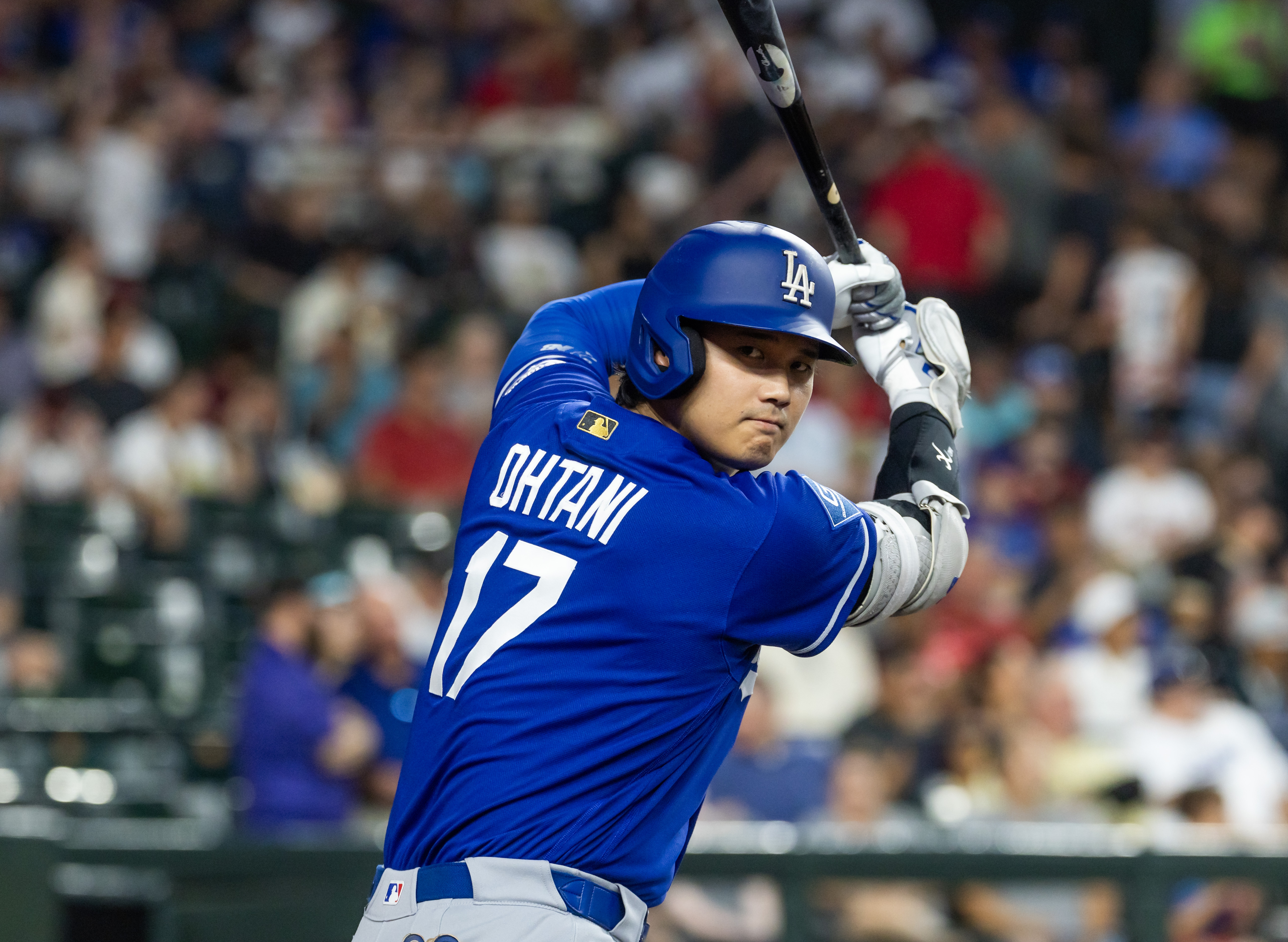 Los Angeles Dodgers designated hitter Shohei Ohtani (17) looks on as we break down our home run predictions today.