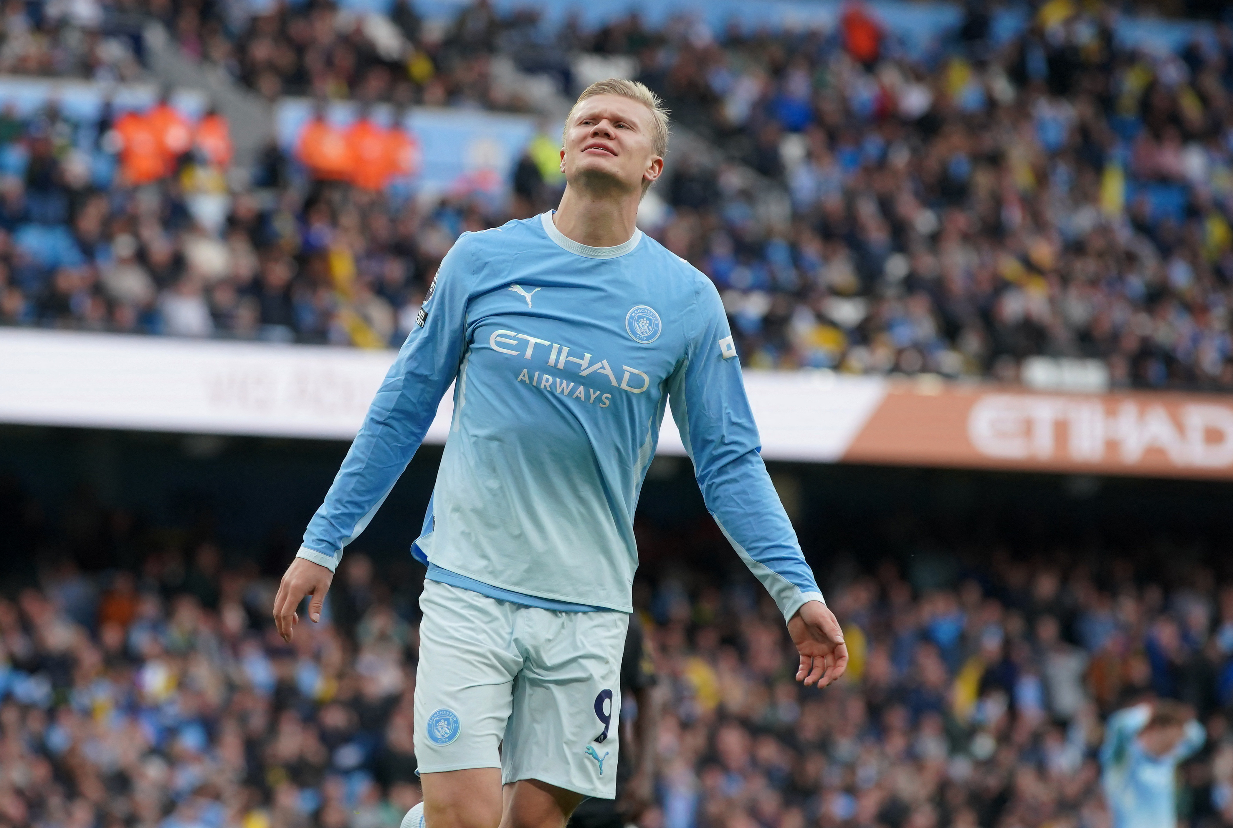 Manchester City's Erling Haaland reacts as he is featured in our premier league best bets matchweek 8.
