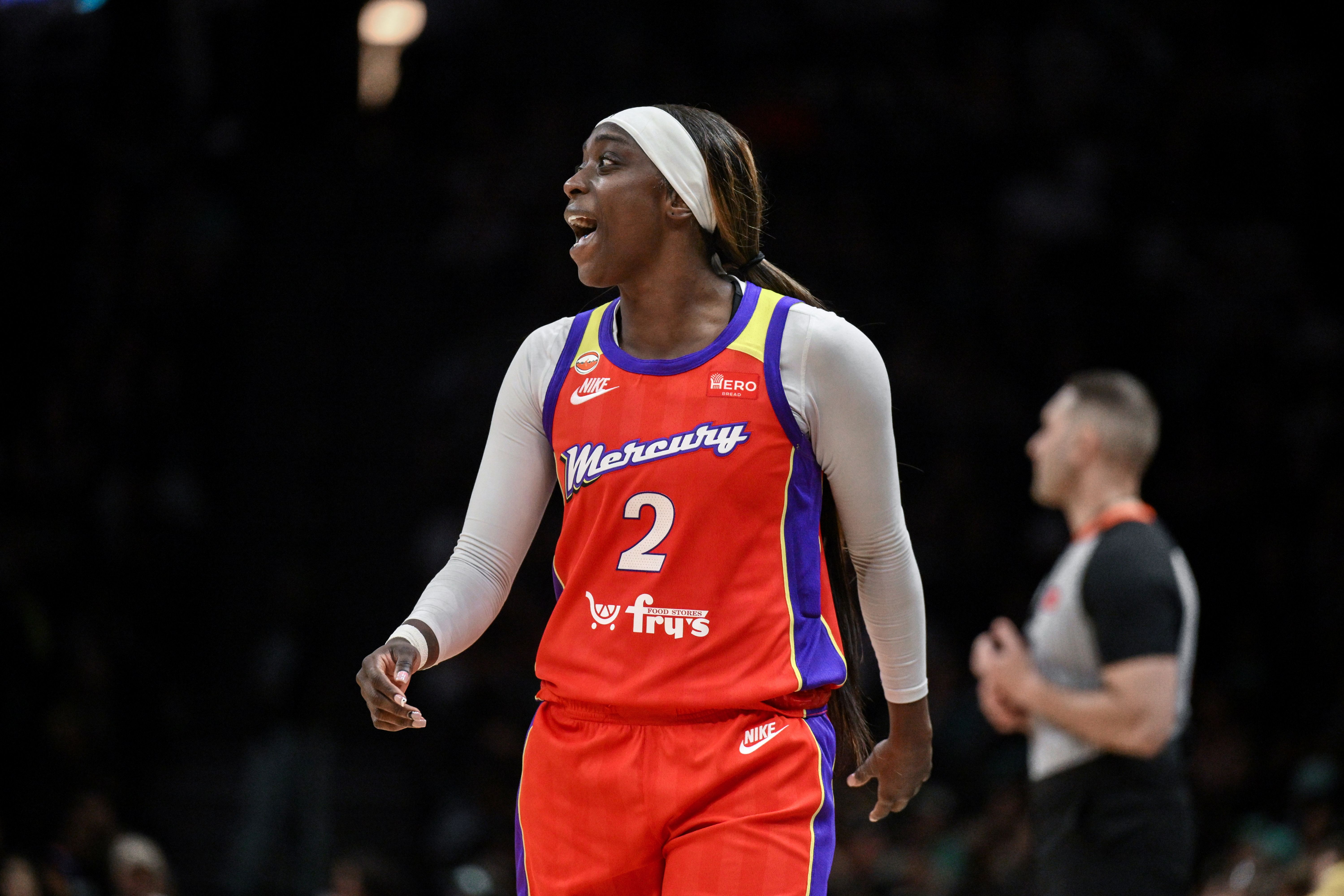 Phoenix Mercury guard Kahleah Copper (2) reacts as we break down our Lynx vs. Mercury prediction today.
