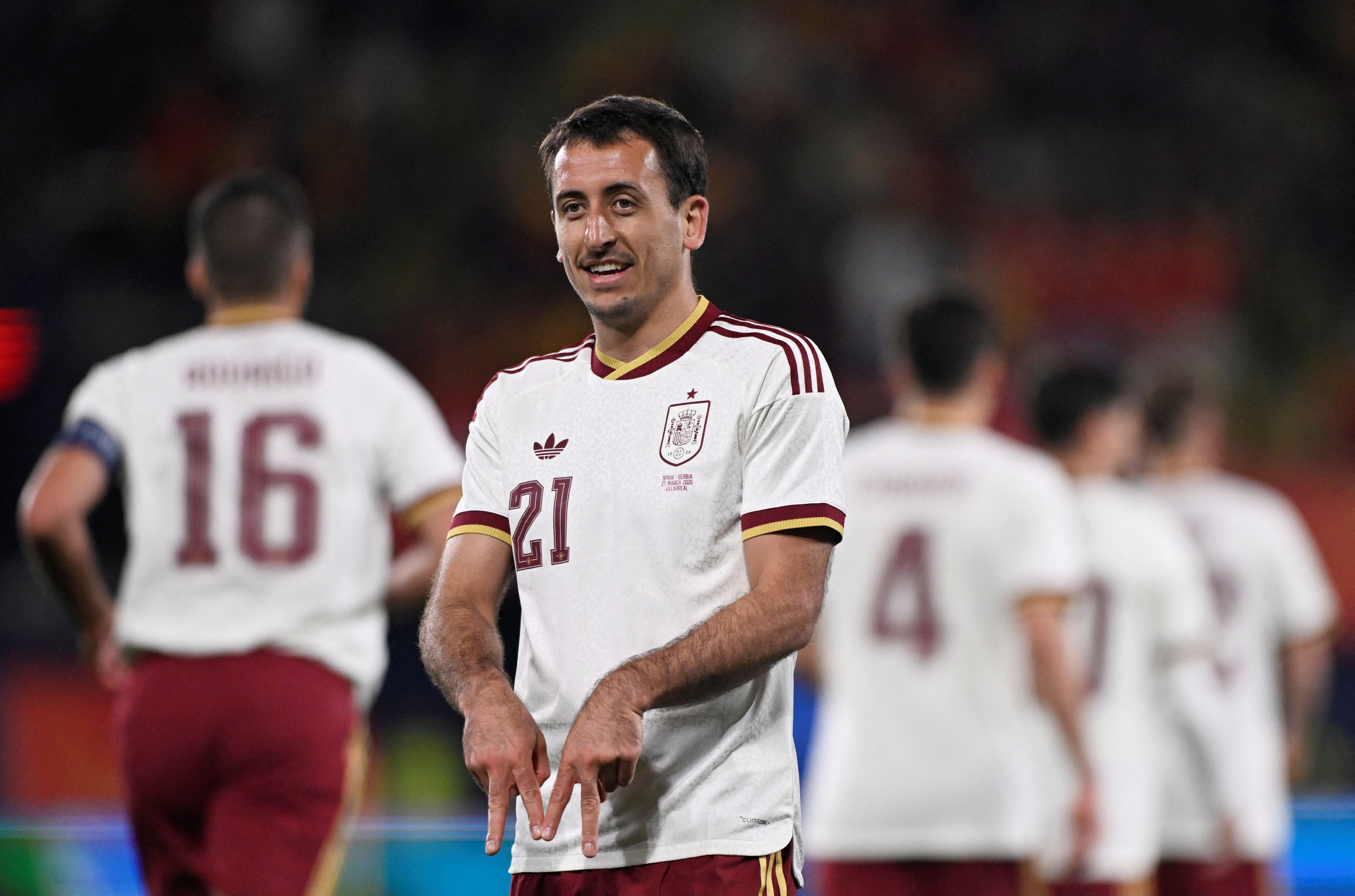 Spain's Mikel Oyarzabal celebrates scoring as we look at the Spain 2026 World Cup odds.