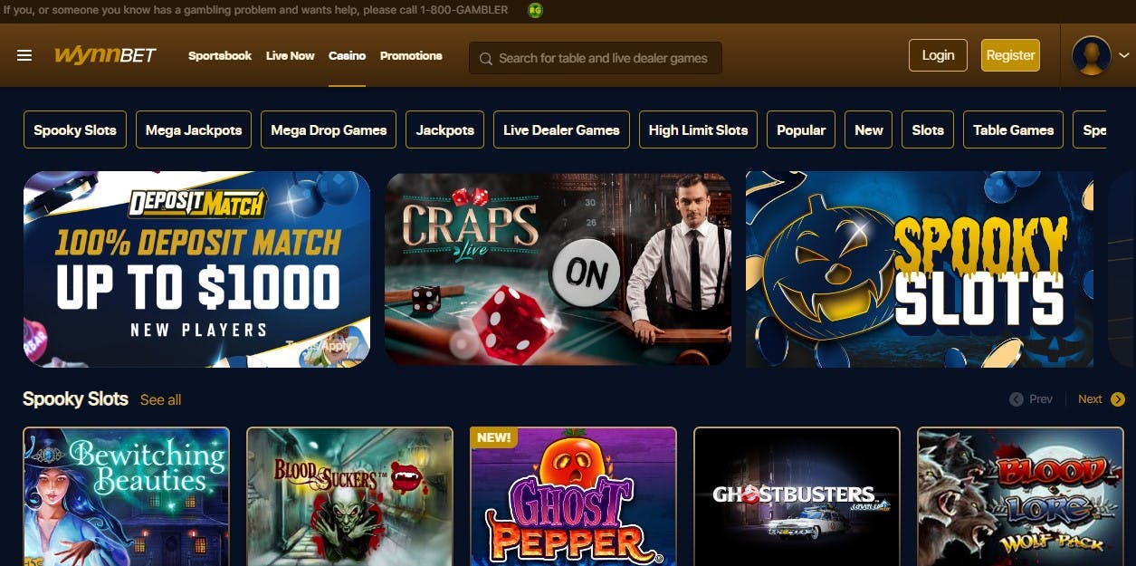 WynnBET Casino Homepage