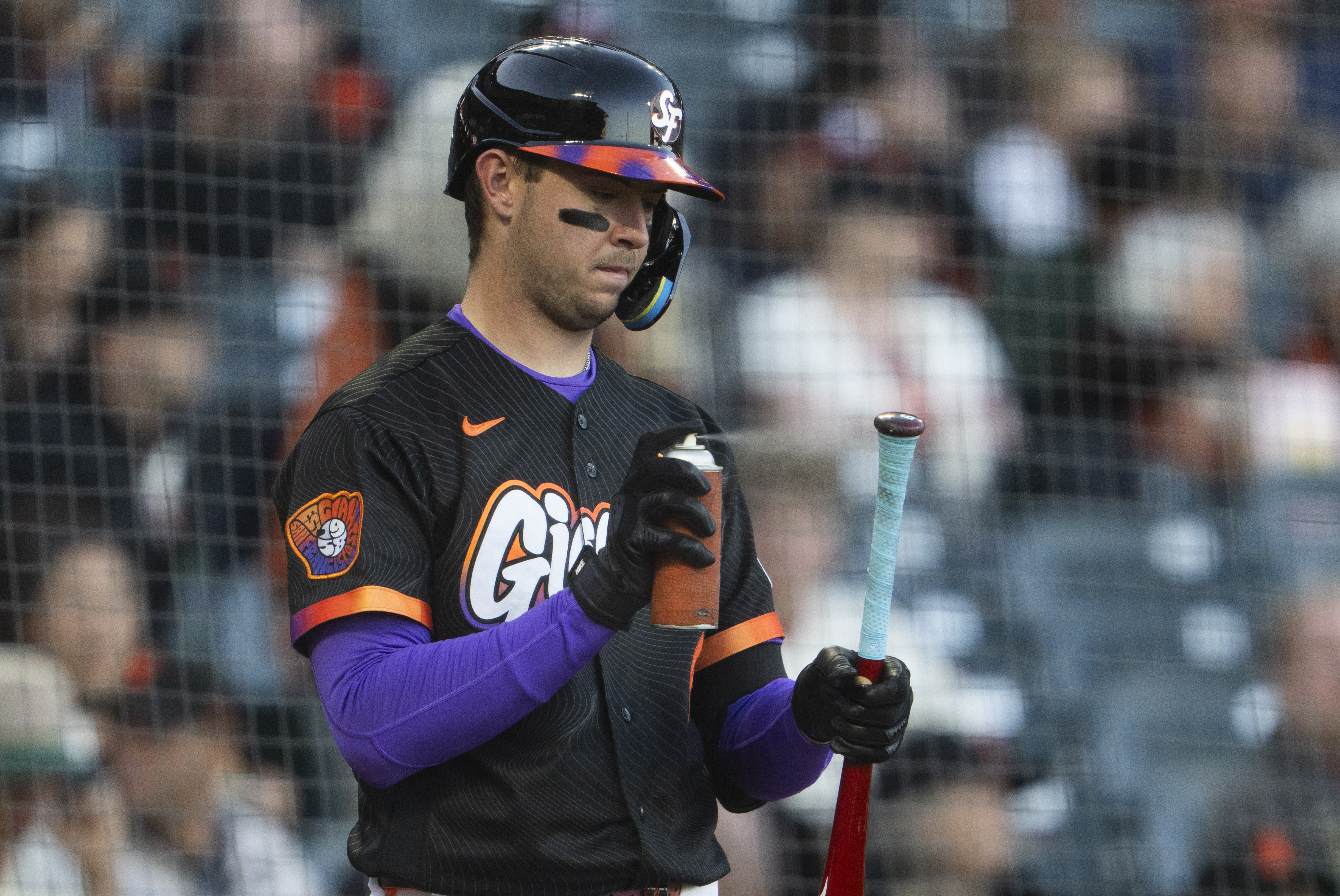 San Francisco Giants catcher Daniel Susac (6) maintains his bat as we break down our Tigers vs. Giants prediction.