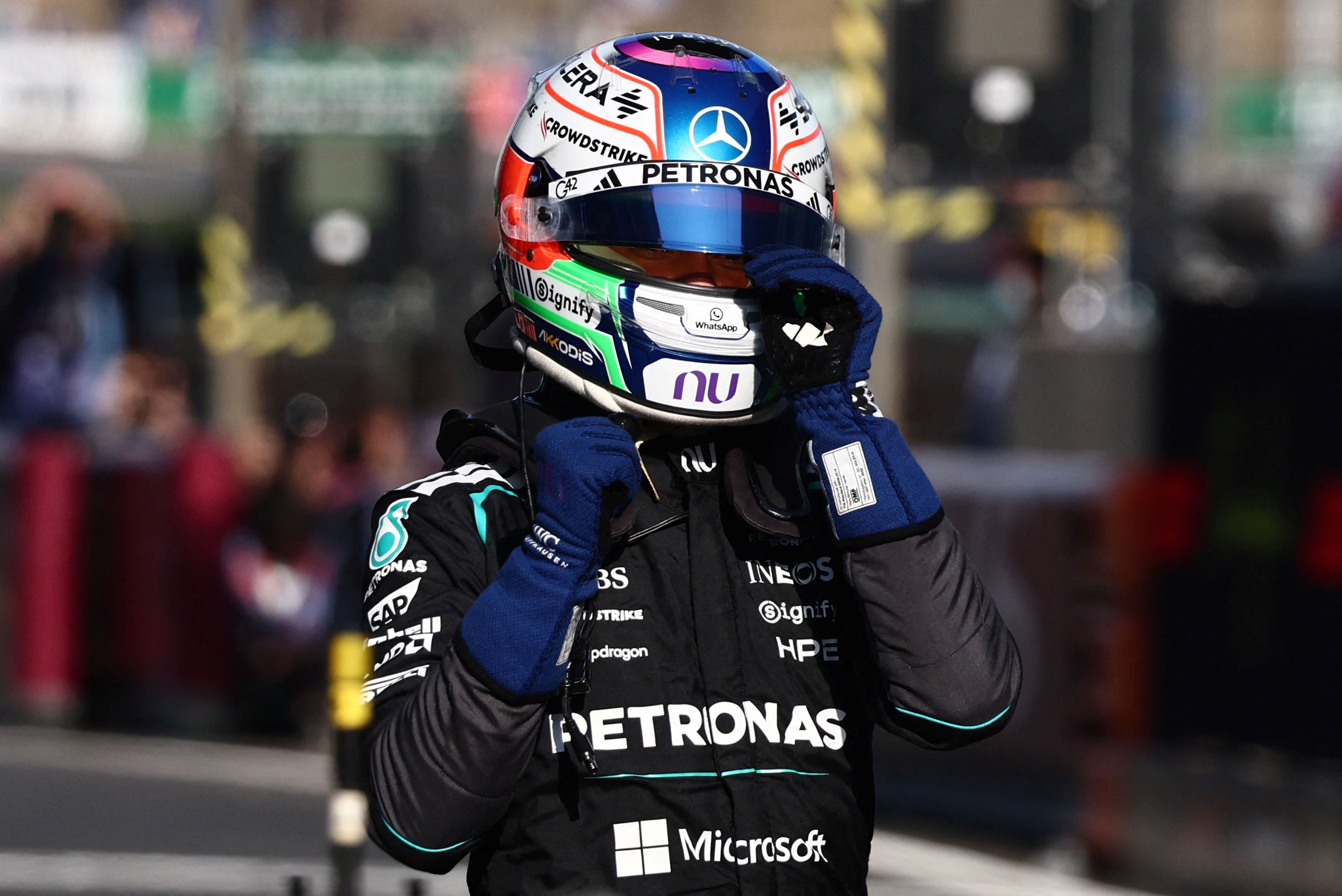 Mercedes' Andrea Kimi Antonelli celebrates after qualifying, and he's key to our Chinese Grand Prix predictions after taking the pole position.
