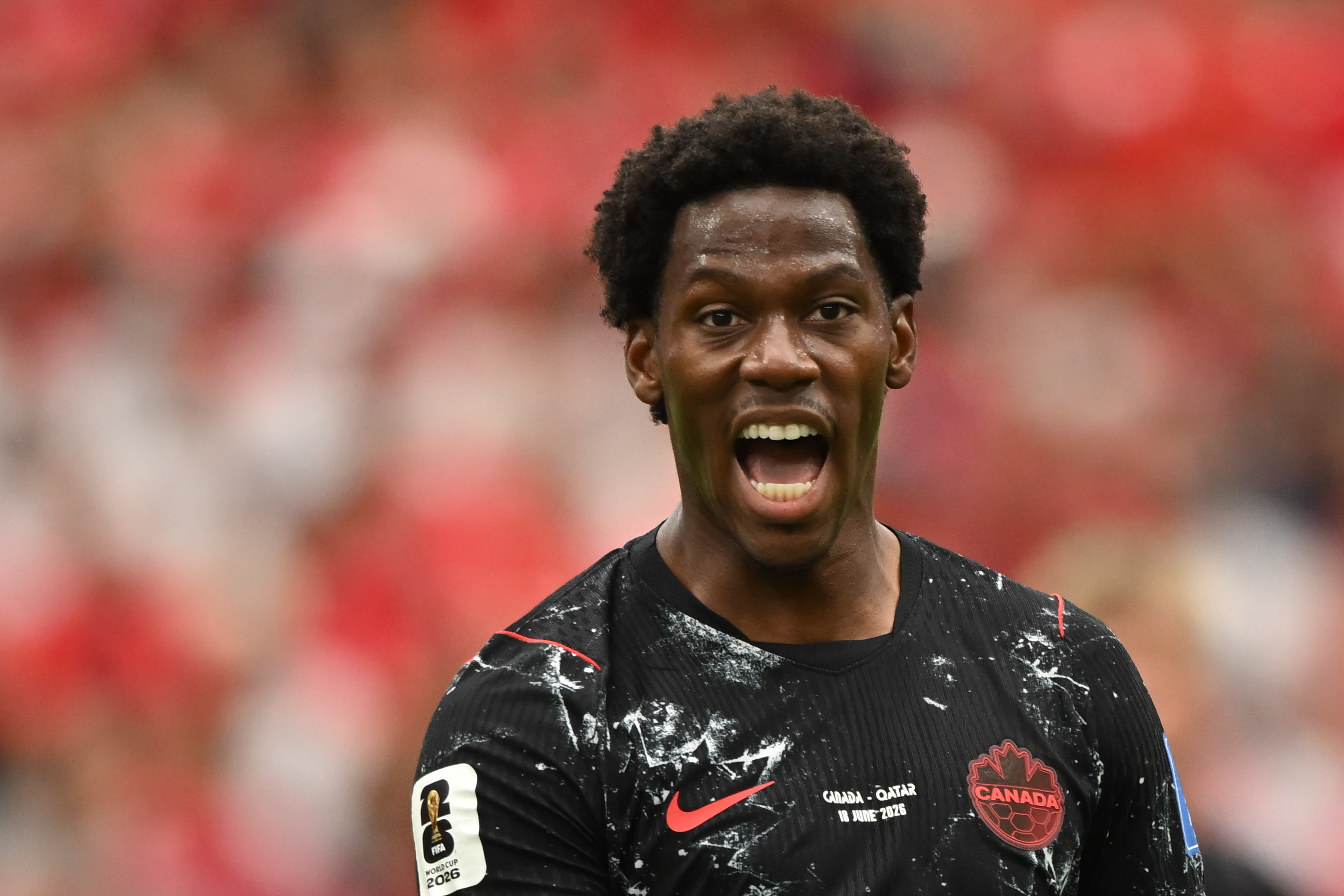 Canada forward Jonathan David (10) reacts as we break down our Canada vs. Morocco prediction.