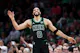 Jayson Tatum of the Boston Celtics reacts against the Cleveland Cavaliers during Game 5 of the NBA playoffs. We're backing Tatum in our Pacers vs. Celtics Player Props.