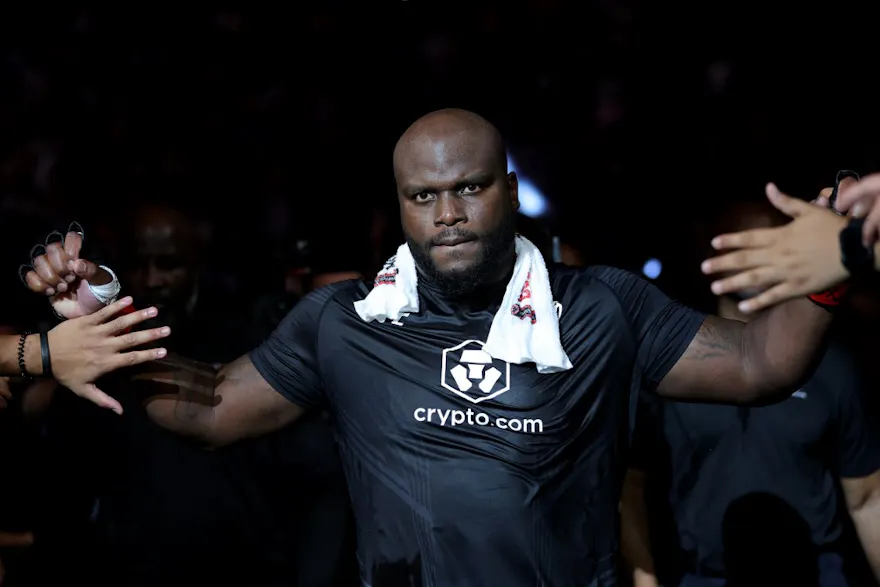 Derrick Lewis enters the octagon for his heavyweight bout against Sergei Pavlovich of Russia during UFC 277.