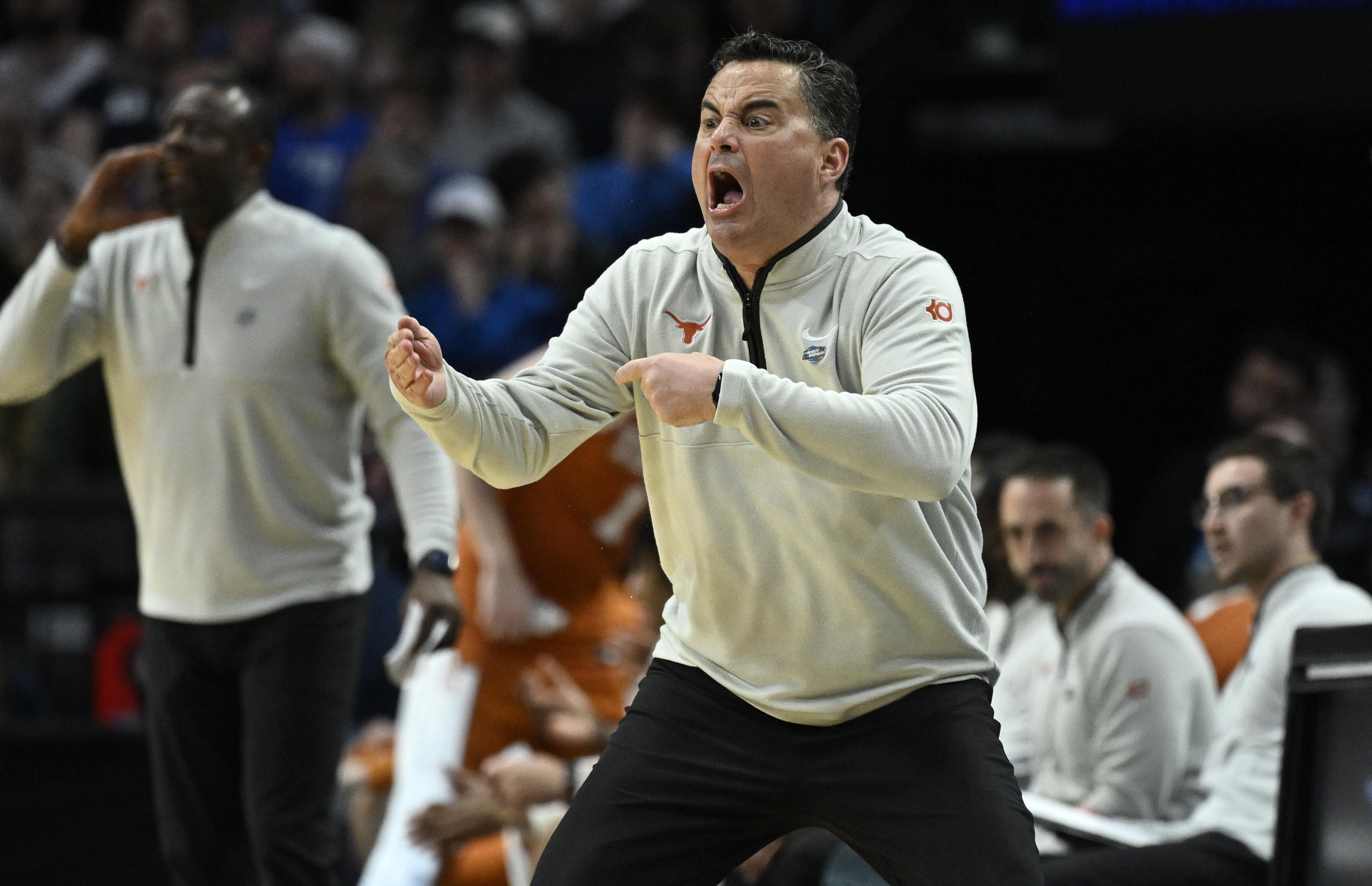 Texas Longhorns head coach Sean Miller in the second half as we break down our Texas vs Gonzaga prediction.