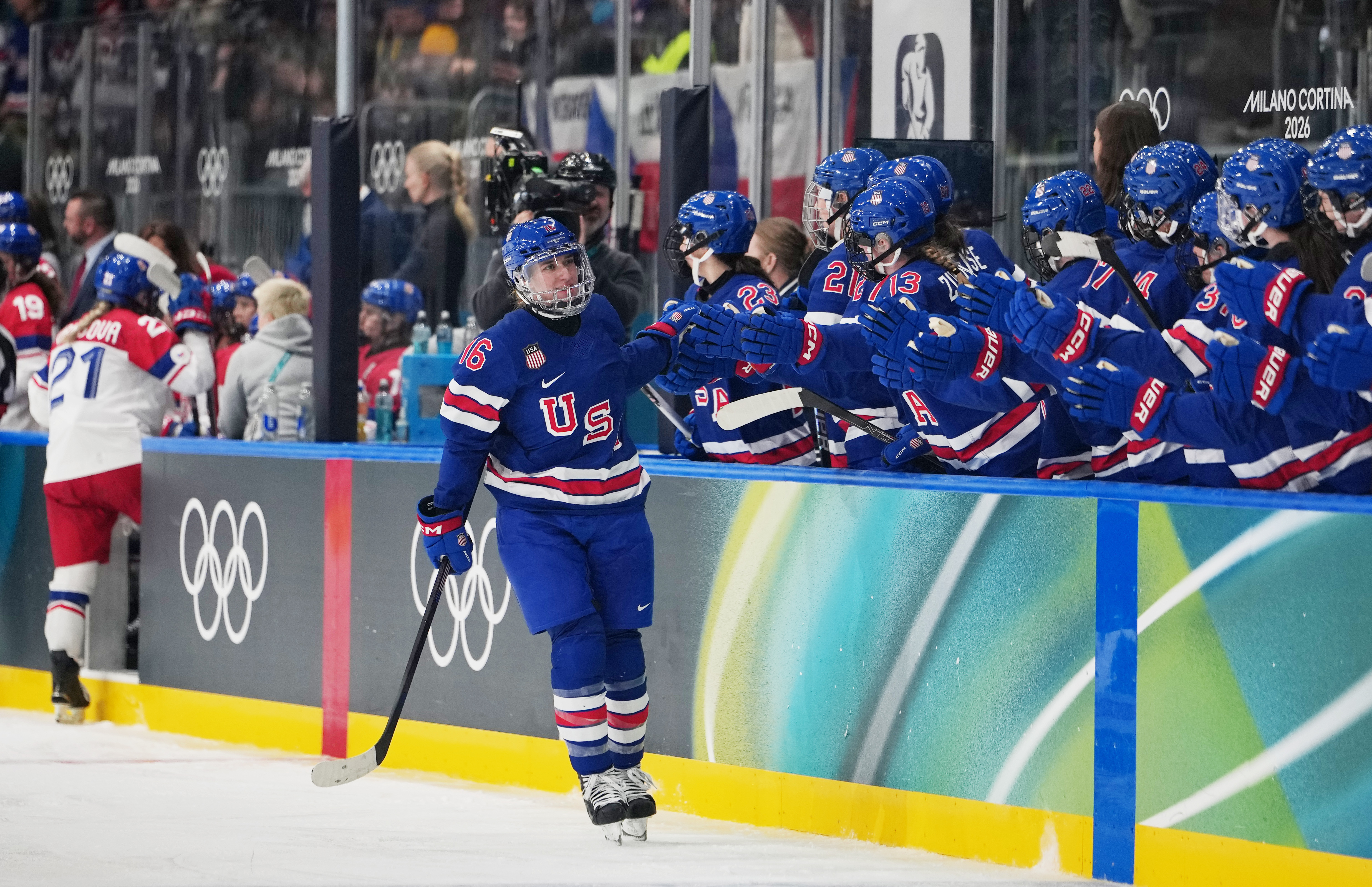 Hayley Scamurra - who highlights our USA vs. Italy predictions - of Team United States celebrates after scoring a goal.