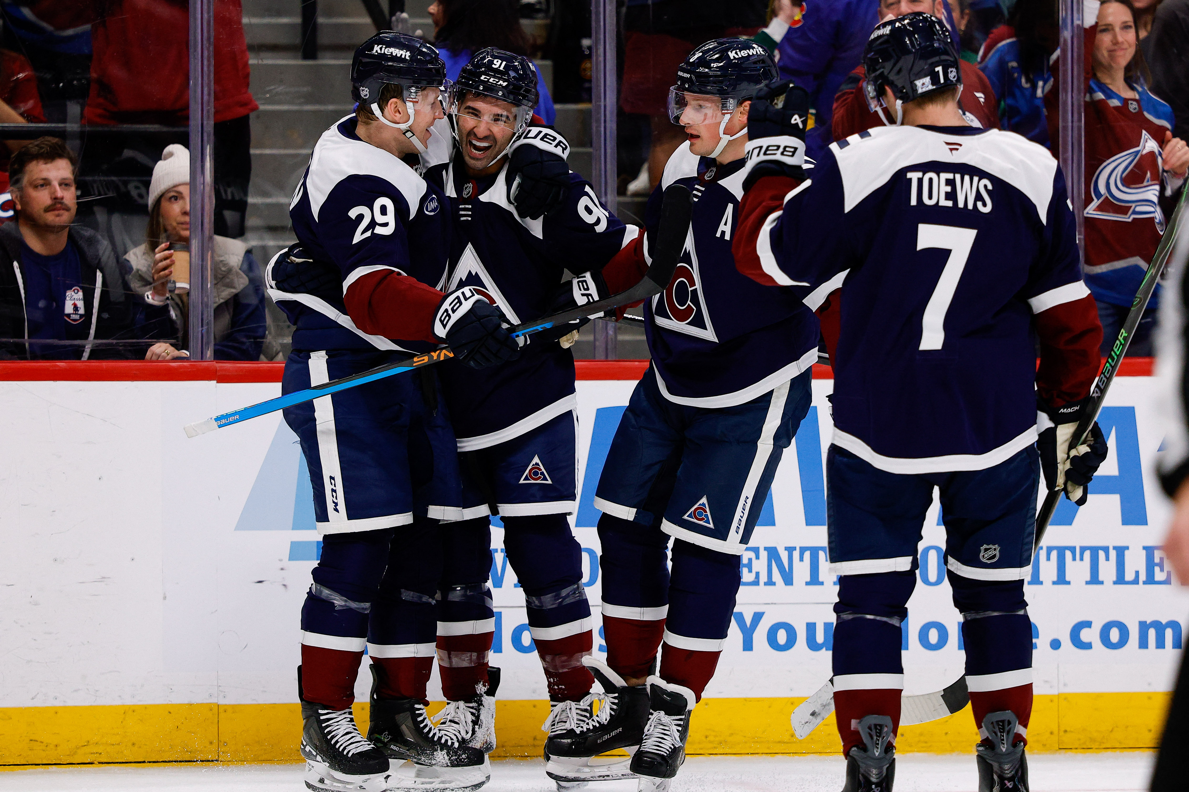 The Colorado Avalanche celebrating a goal as we provide the Stanley Cup odds and favorites. 