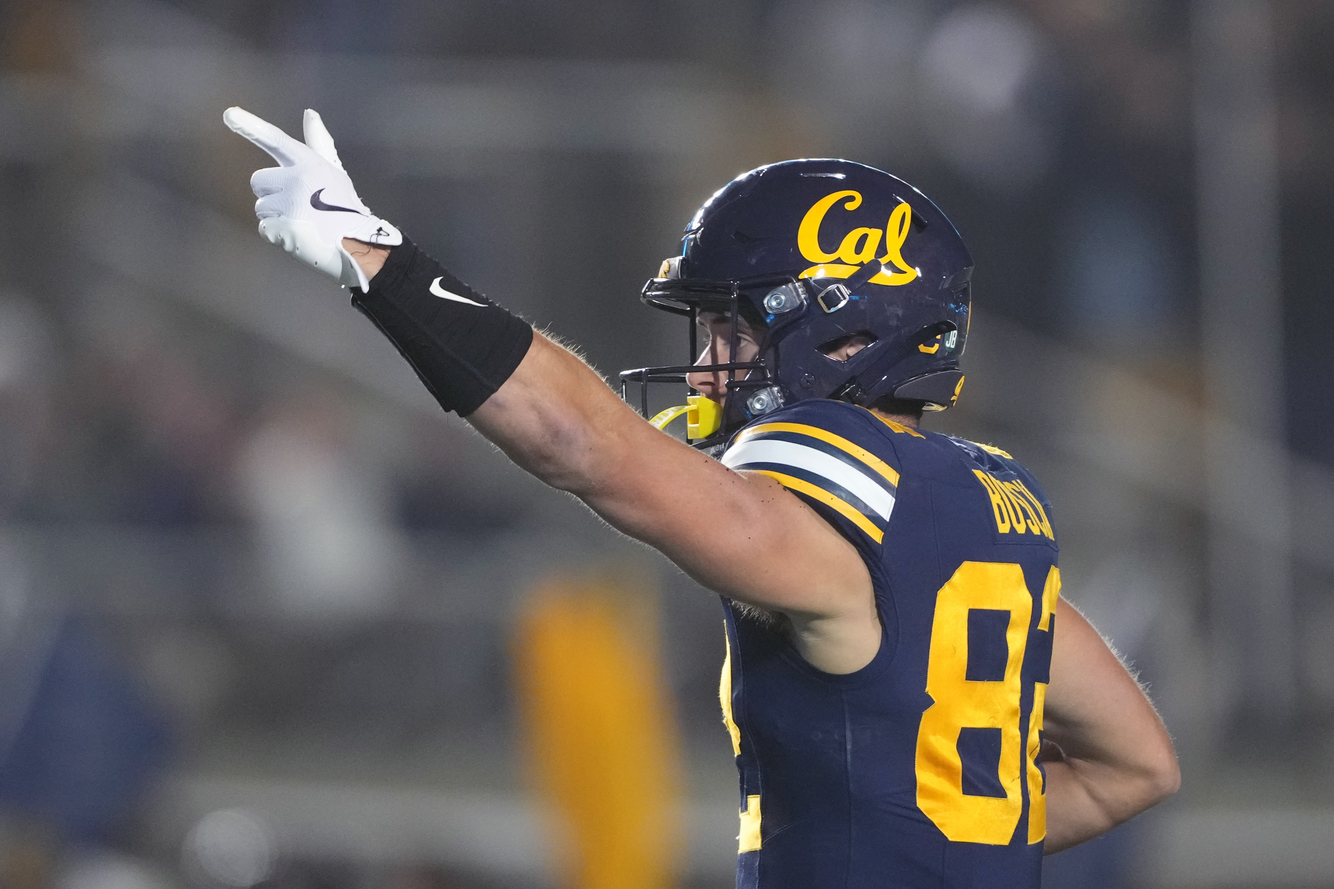Cal wide receiver Cole Boscia (82) gestures after catching a pass for a first down as we look at our college football bowl game predictions