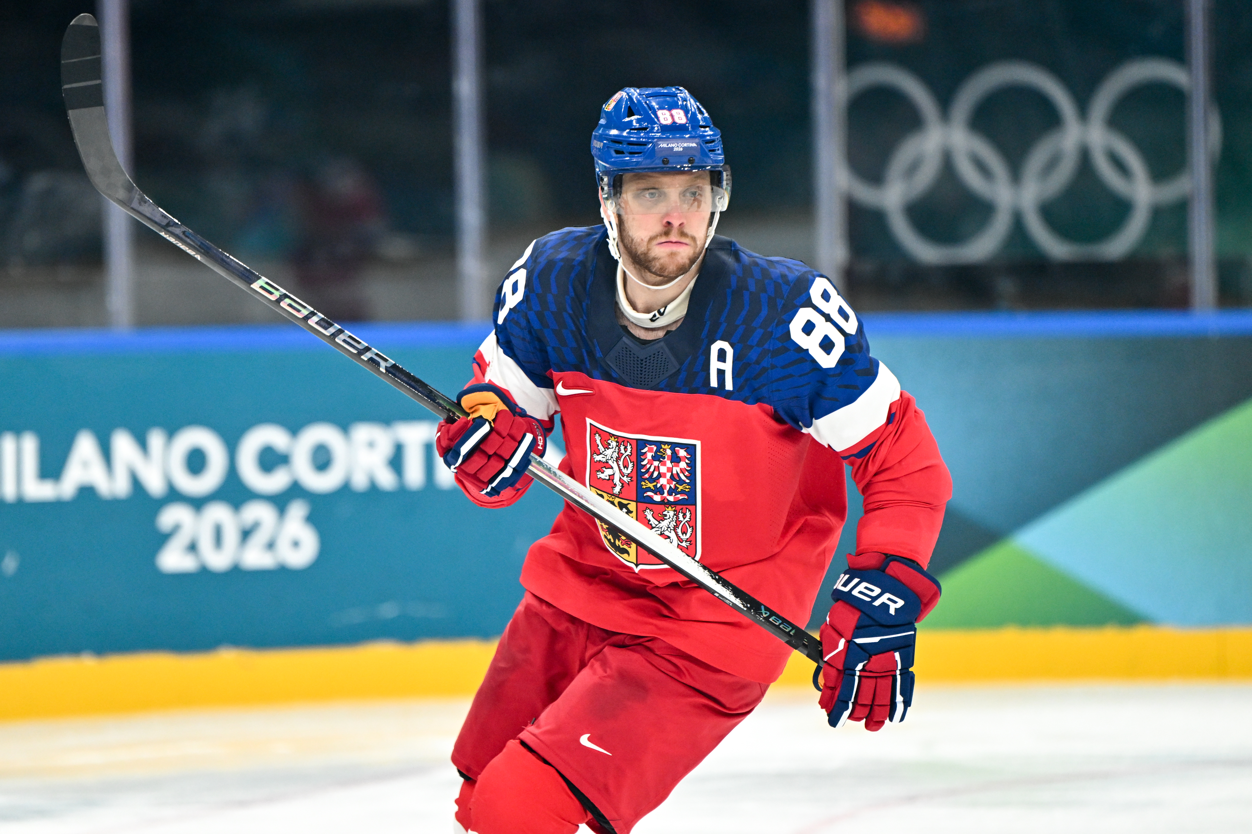 Czechia's David Pastrnak skates as we offer our Czechia vs. Denmark prediction.