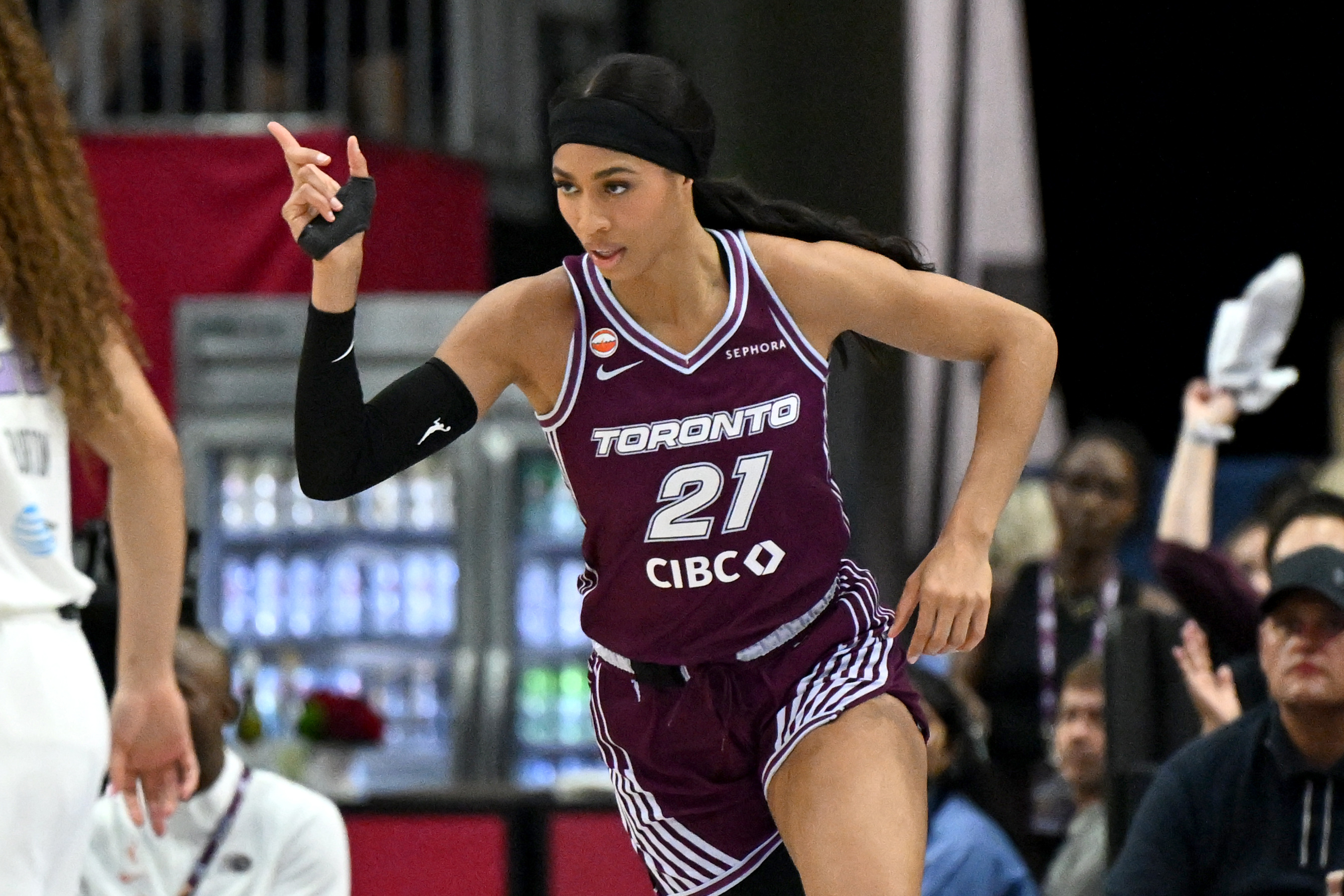 Toronto Tempo forward Isabelle Harrison (21) reacts as we break down our Wings vs. Tempo prediction.