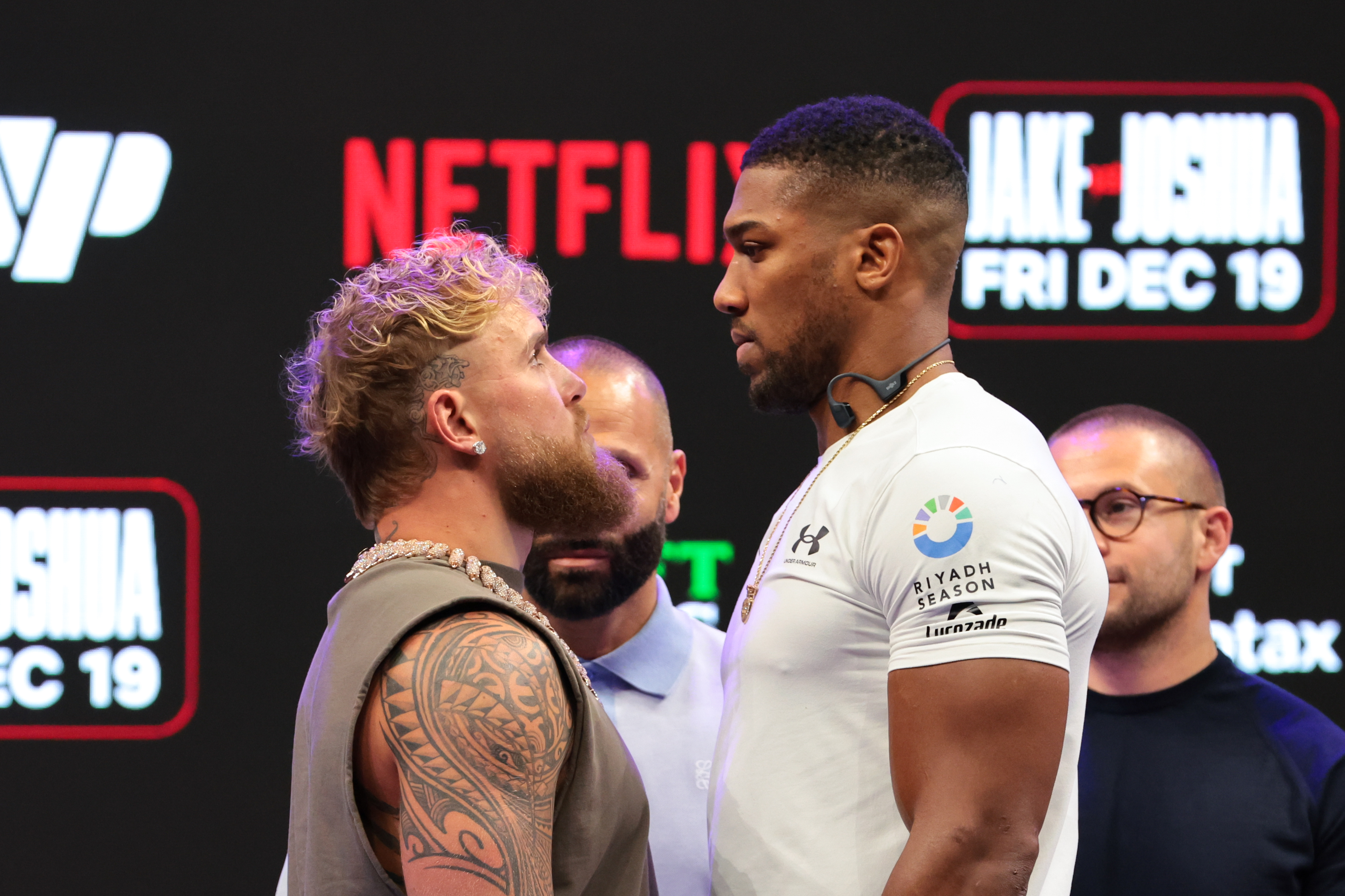 Jake Paul and Anthony Joshua face off after a press conference as we break down the Jake Paul vs. Anthony Joshua method of victory odds.