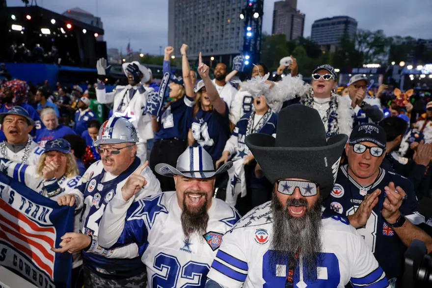 Dallas Cowboys fans react to their team's selection in the second round of the 2023 NFL Draft.