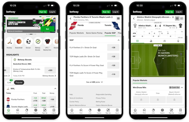 Betway mobile app.