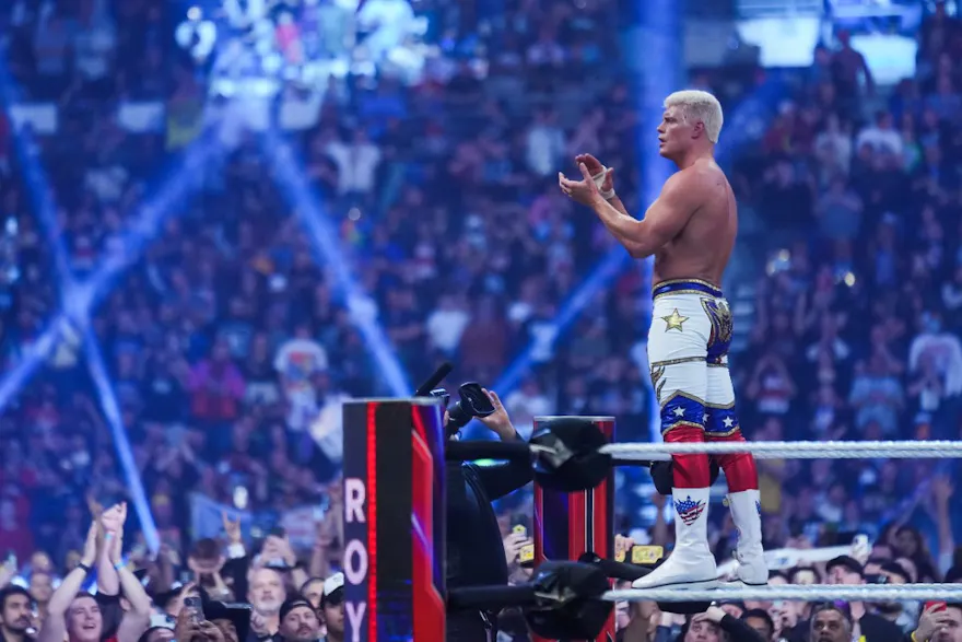 Cody Rhodes reacts after winning the WWE Royal Rumble as we look at the best odds for the 2024 WWE Royal Rumble
