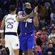 Los Angeles Clippers guard James Harden (1) reacts after making a 3-point shot as we offer our best Mavericks vs. Clippers player props for Game 2 on Tuesday.