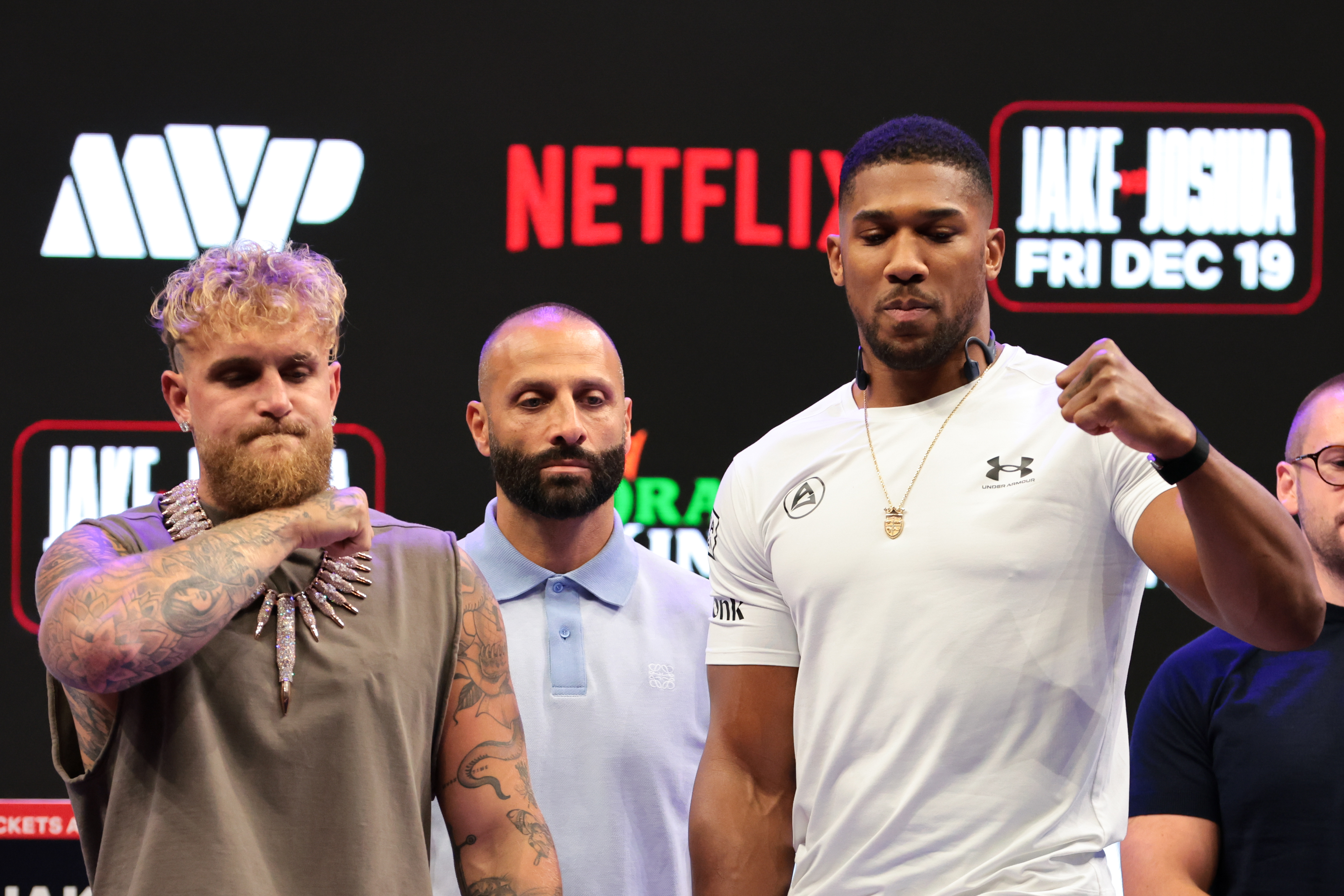 Jake Paul and Anthony Joshua face off after a press conference as we break down our Jake Paul vs Anthony Joshua prop bets.