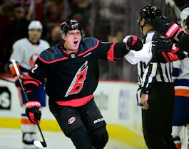 Evgeny Kuznetsov #92 of the Carolina Hurricanes reacts after scoring a goal as we look at the best Stanley Cup odds