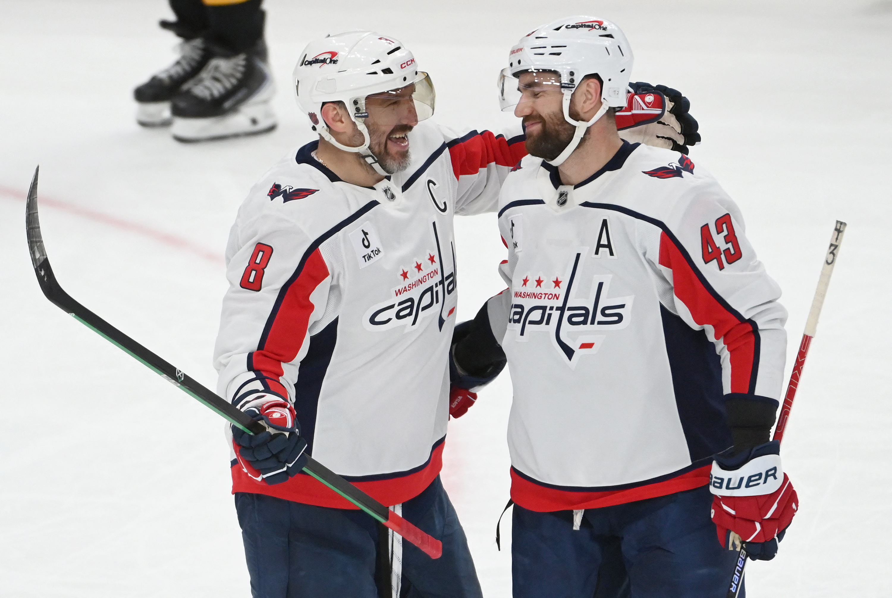 Tom Wilson and Alex Ovechkin in action as we provide our Capitals vs. Blue Jackets prediction and odds. 